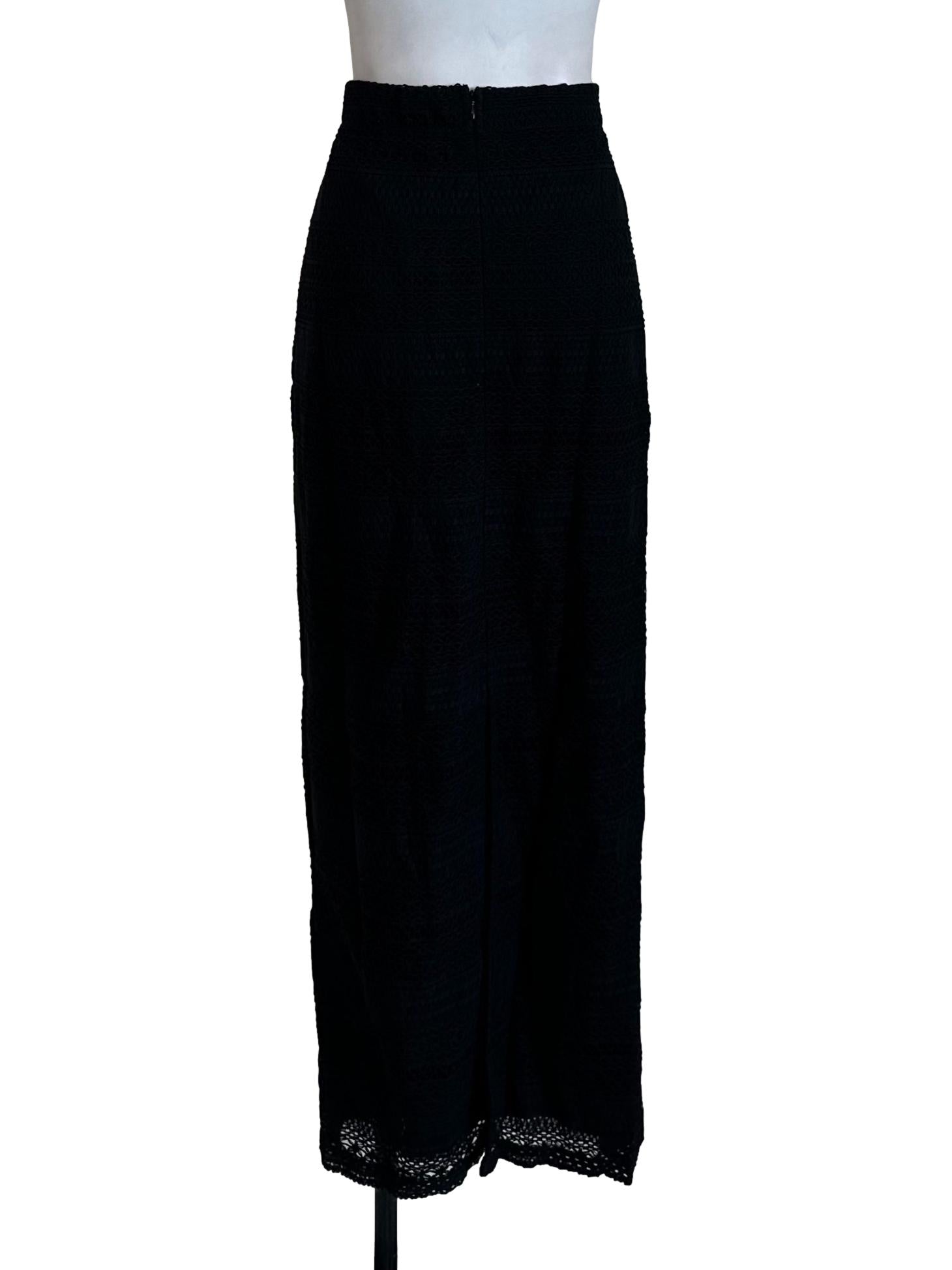 Raven Black Lace Embroidery Slit Skirt
