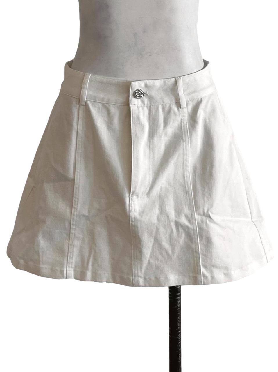 White High-Waisted Mini Skirt