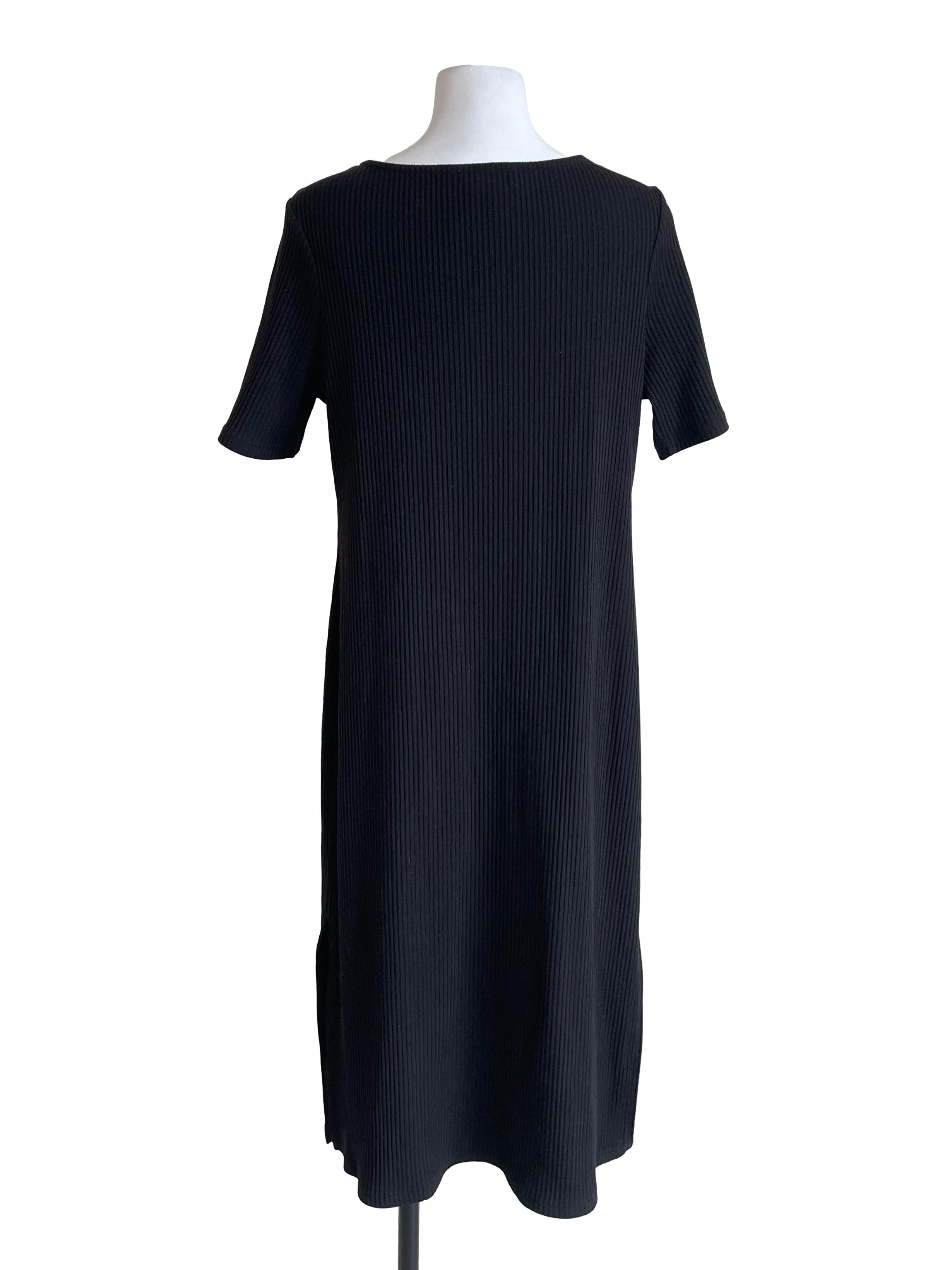 Black Ribbed Knit Baggy Dress