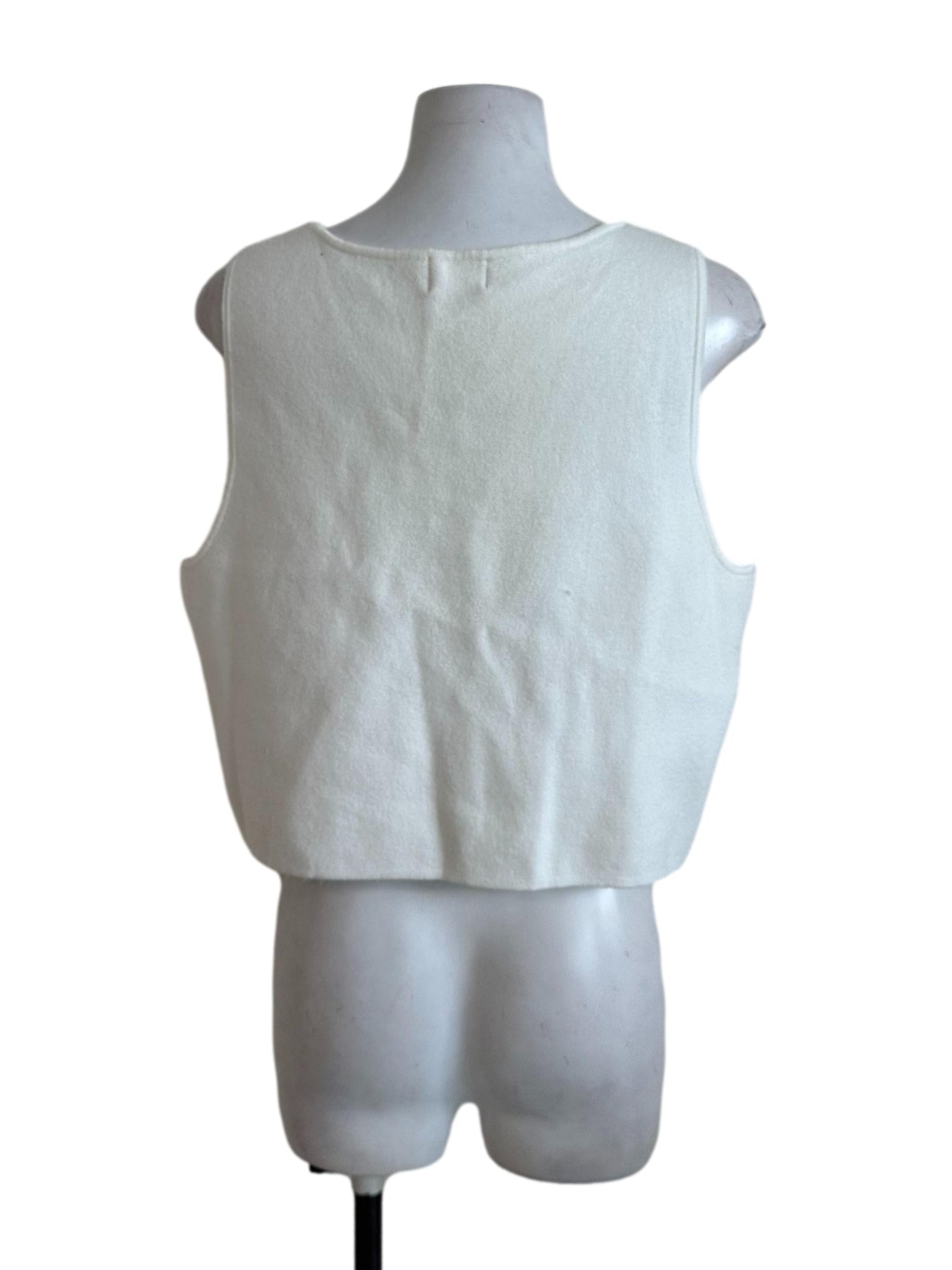 Cream White V Neck Button Top