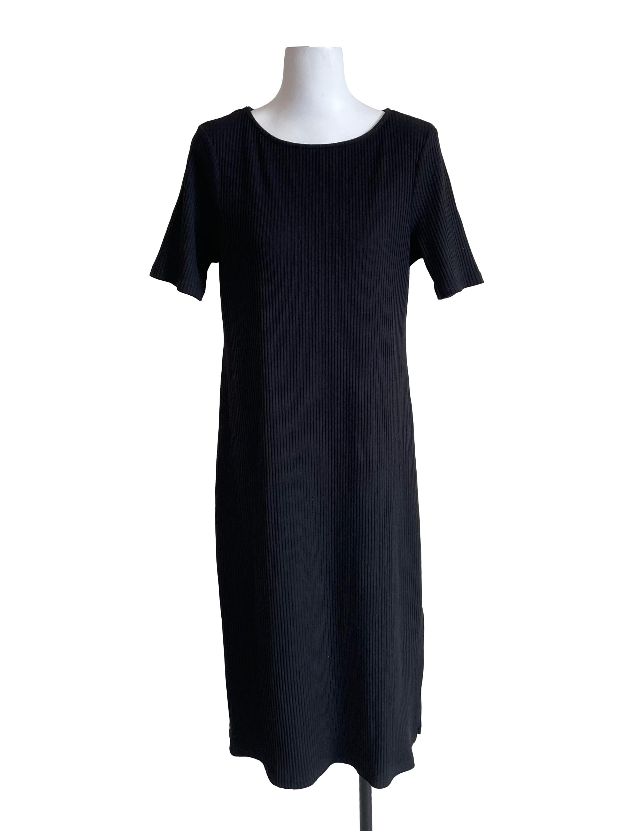 Black Ribbed Knit Baggy Dress