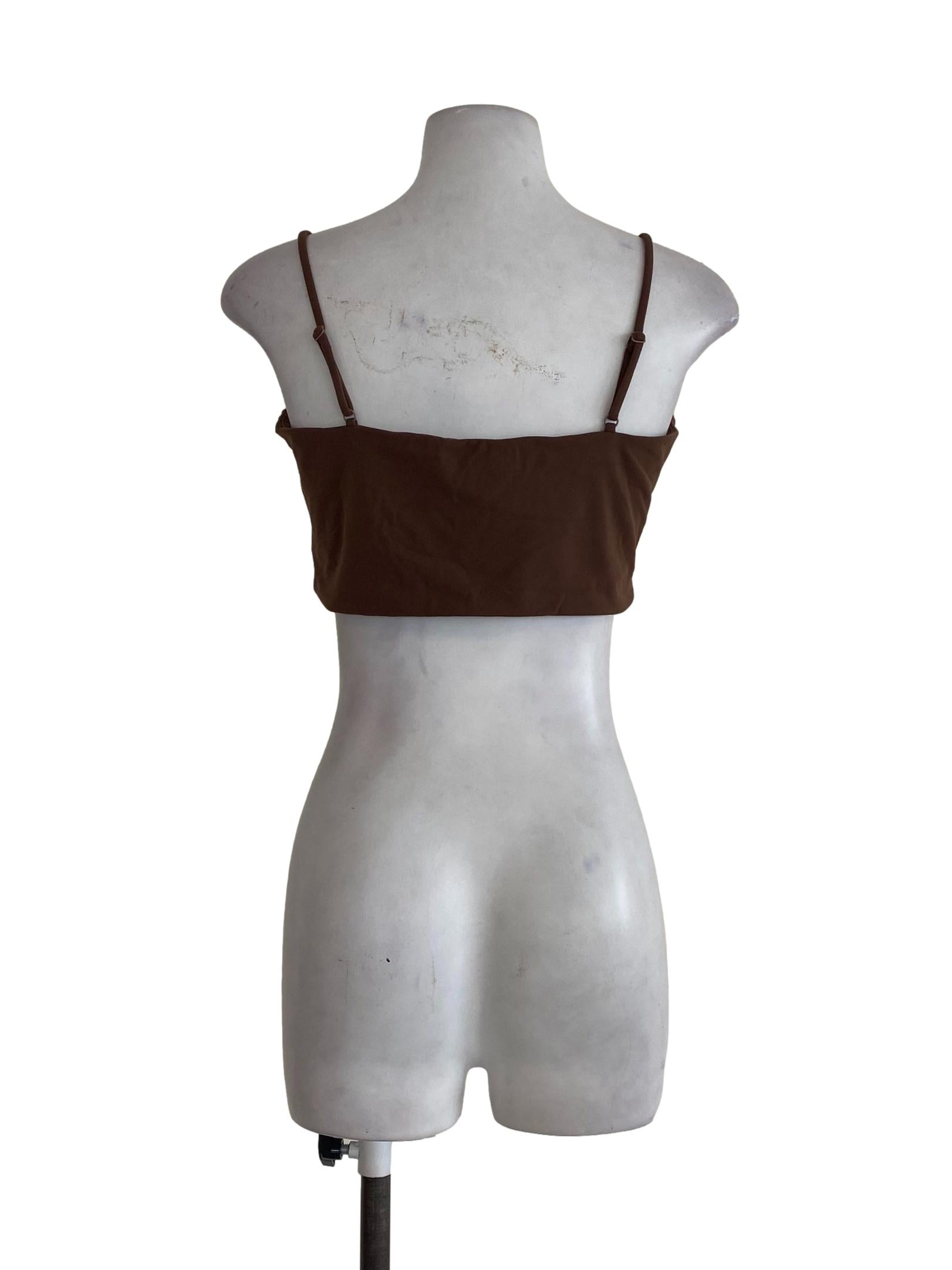 Brown Sleeveless Crop Top