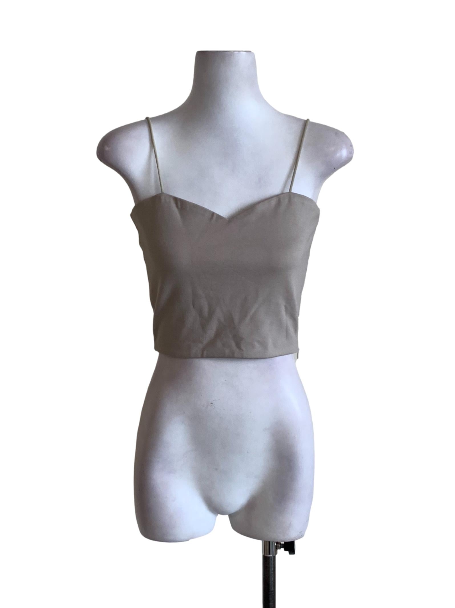 Beige Sweetheart Neckline Cropped Sleeveless Top