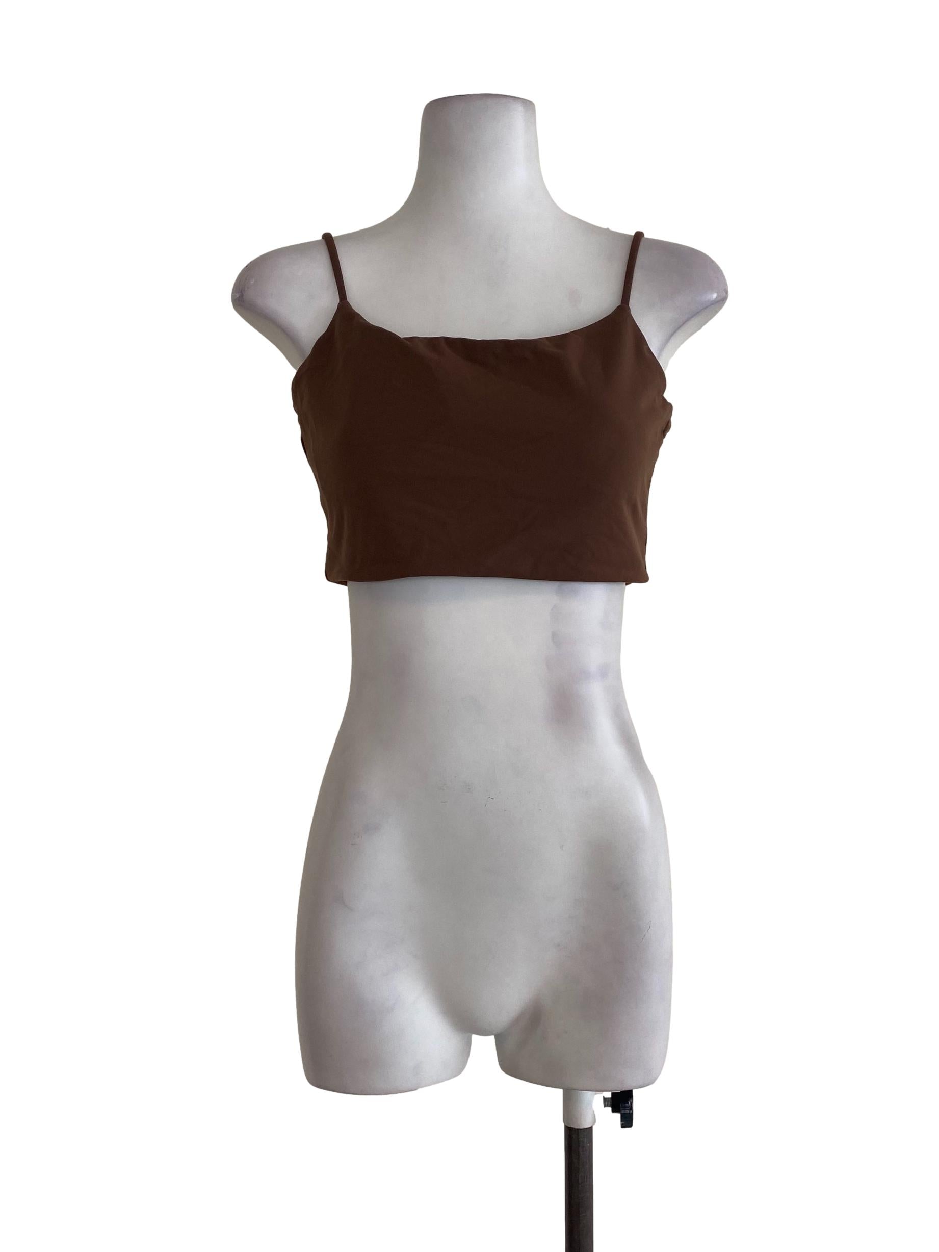 Brown Sleeveless Crop Top