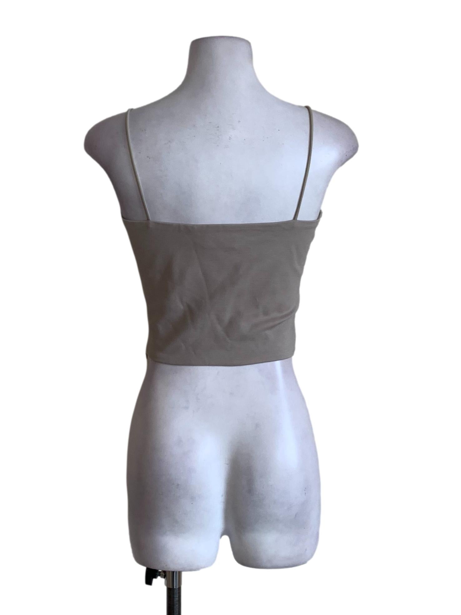 Beige Sweetheart Neckline Cropped Sleeveless Top