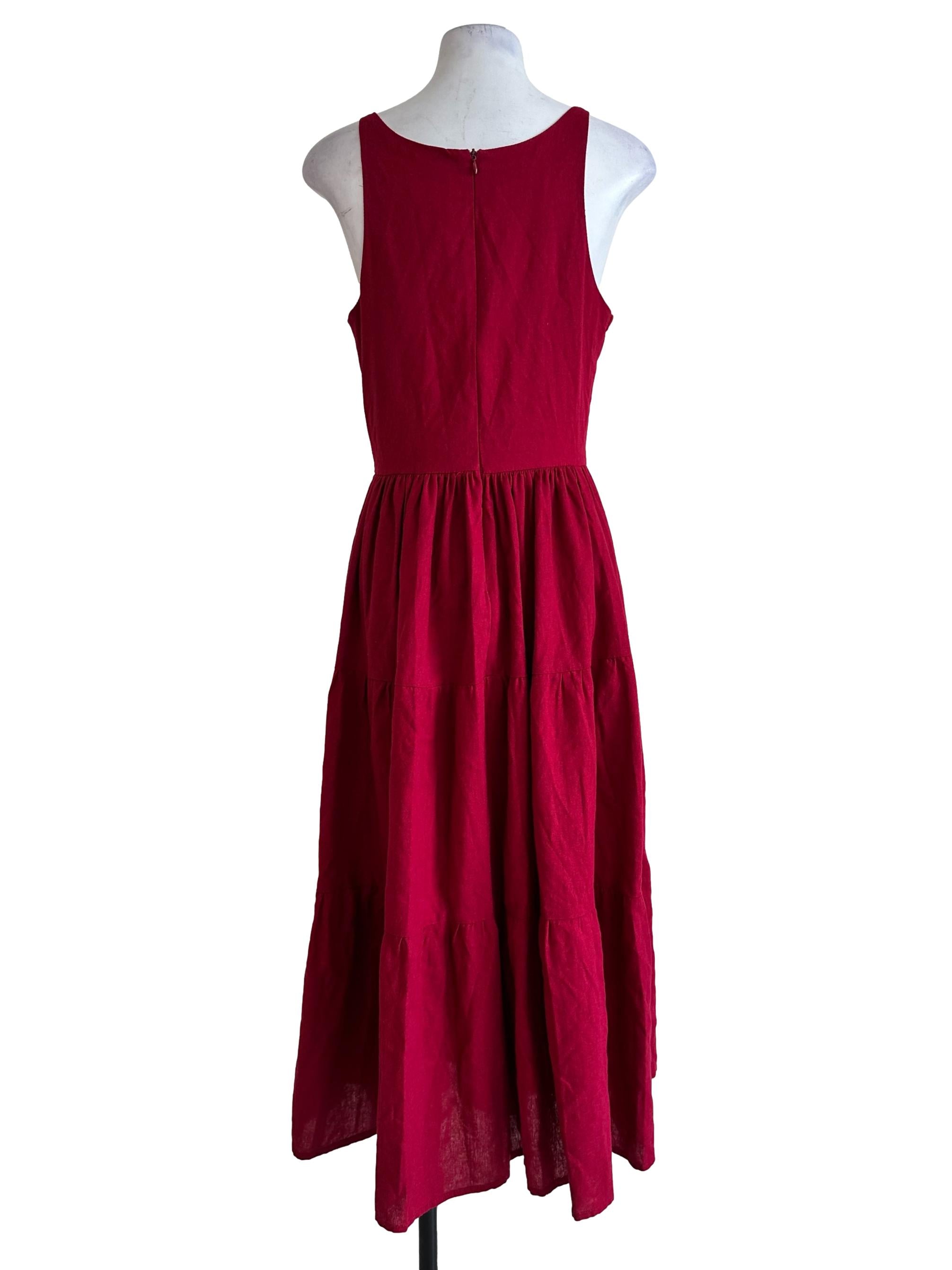 Crimson Red Sleeveless Maxi Dress