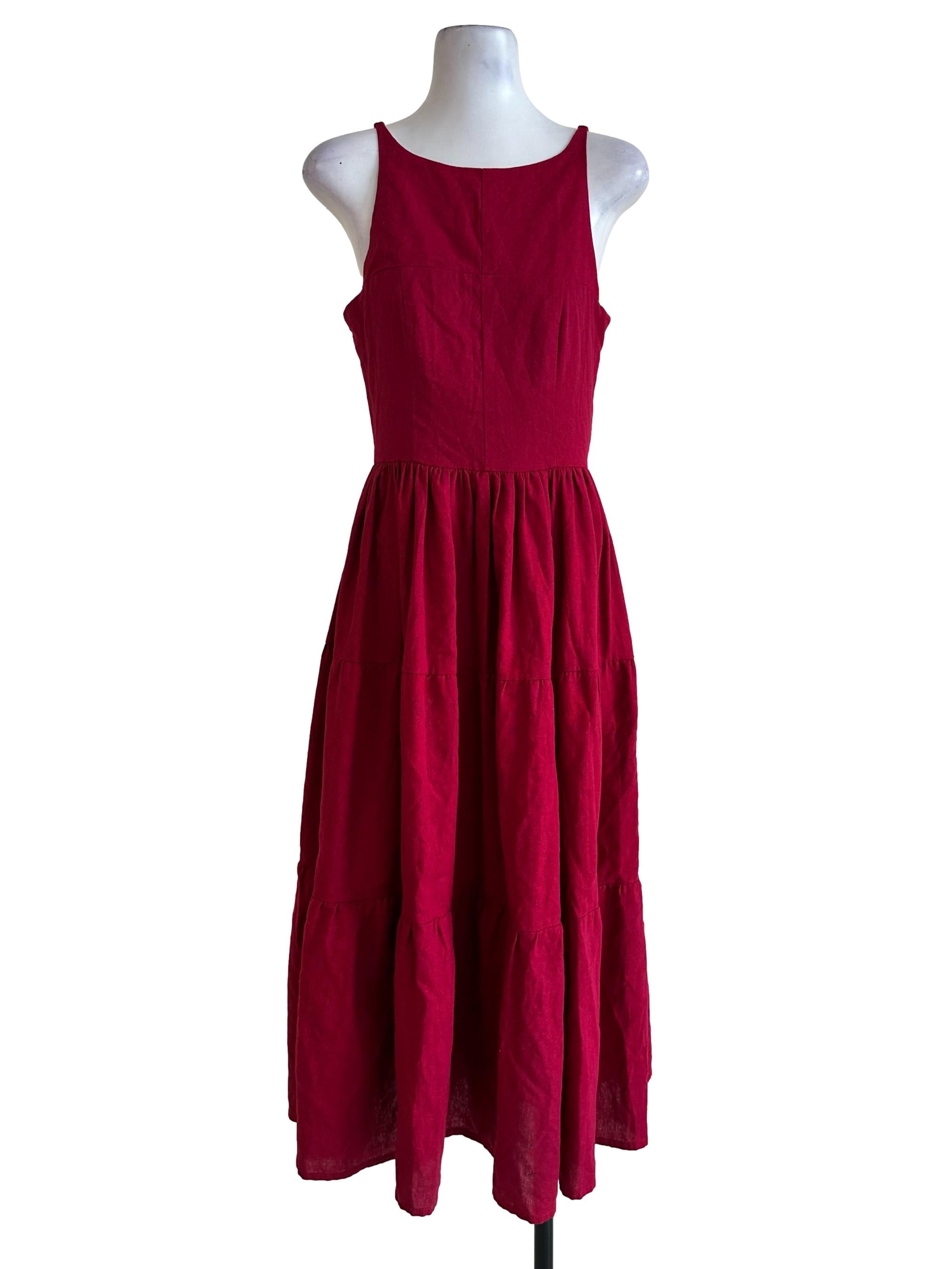 Crimson Red Sleeveless Maxi Dress