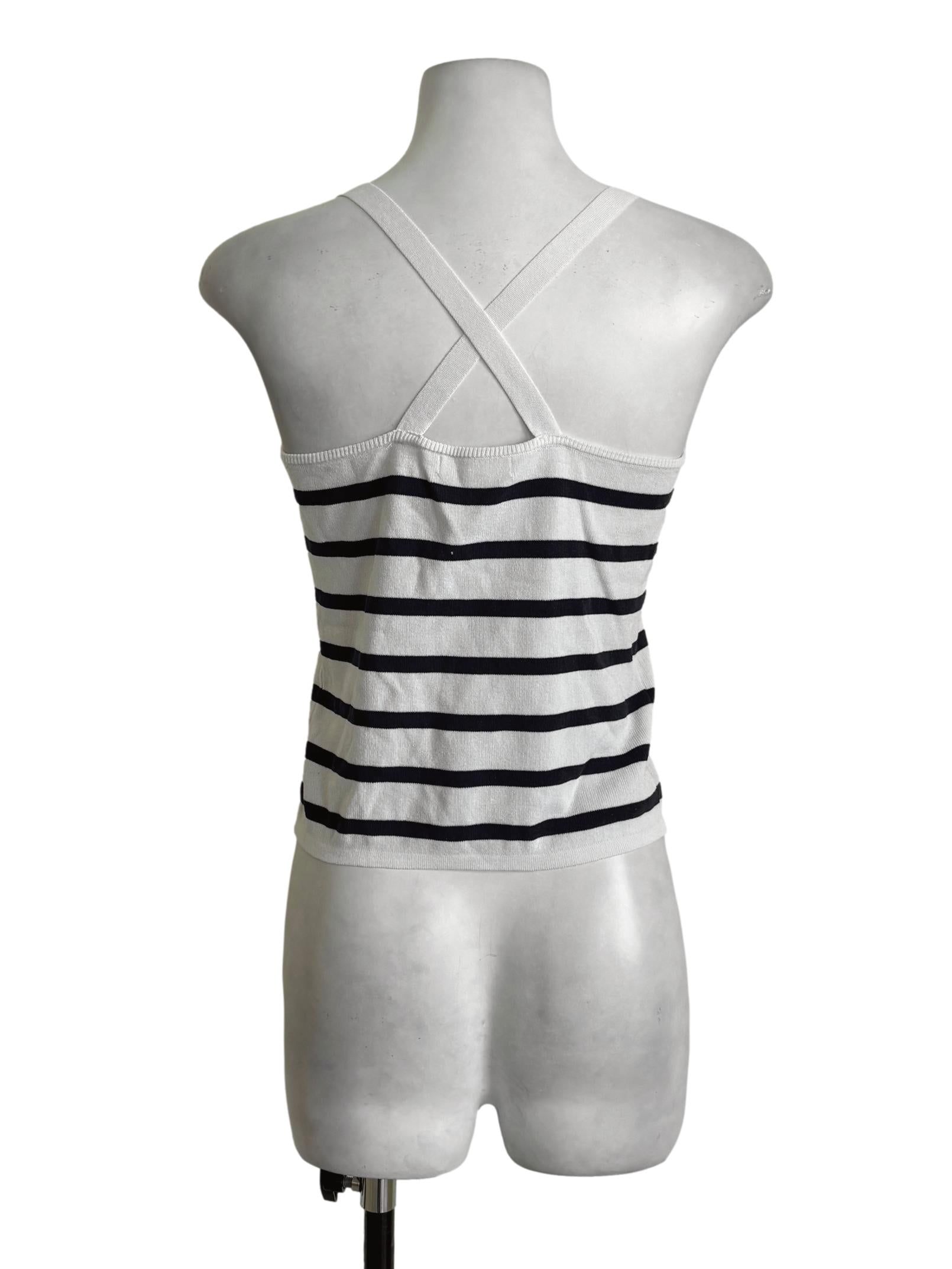 White Blue Stripes Knitted Cami TWL