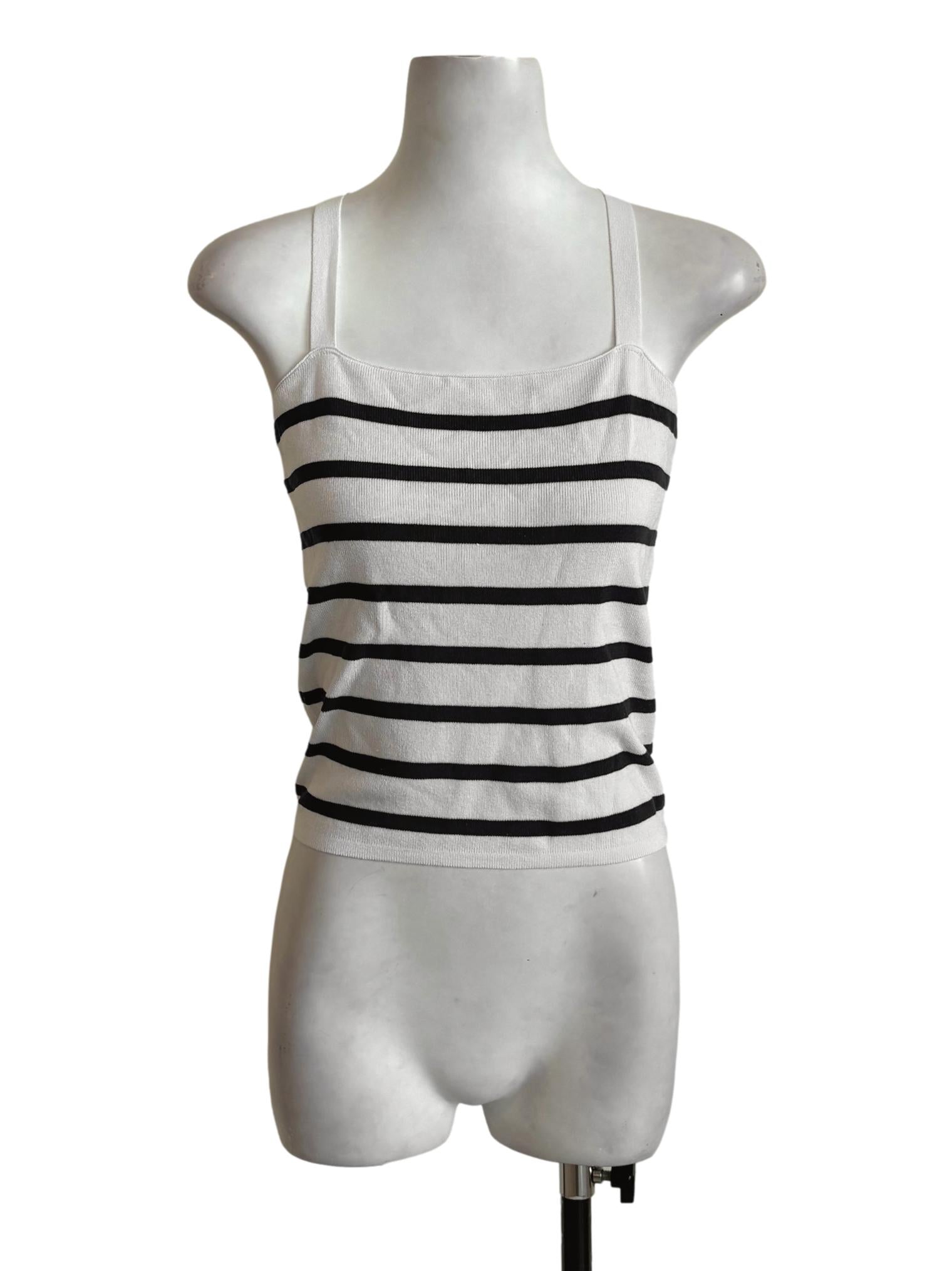 White Blue Stripes Knitted Cami TWL