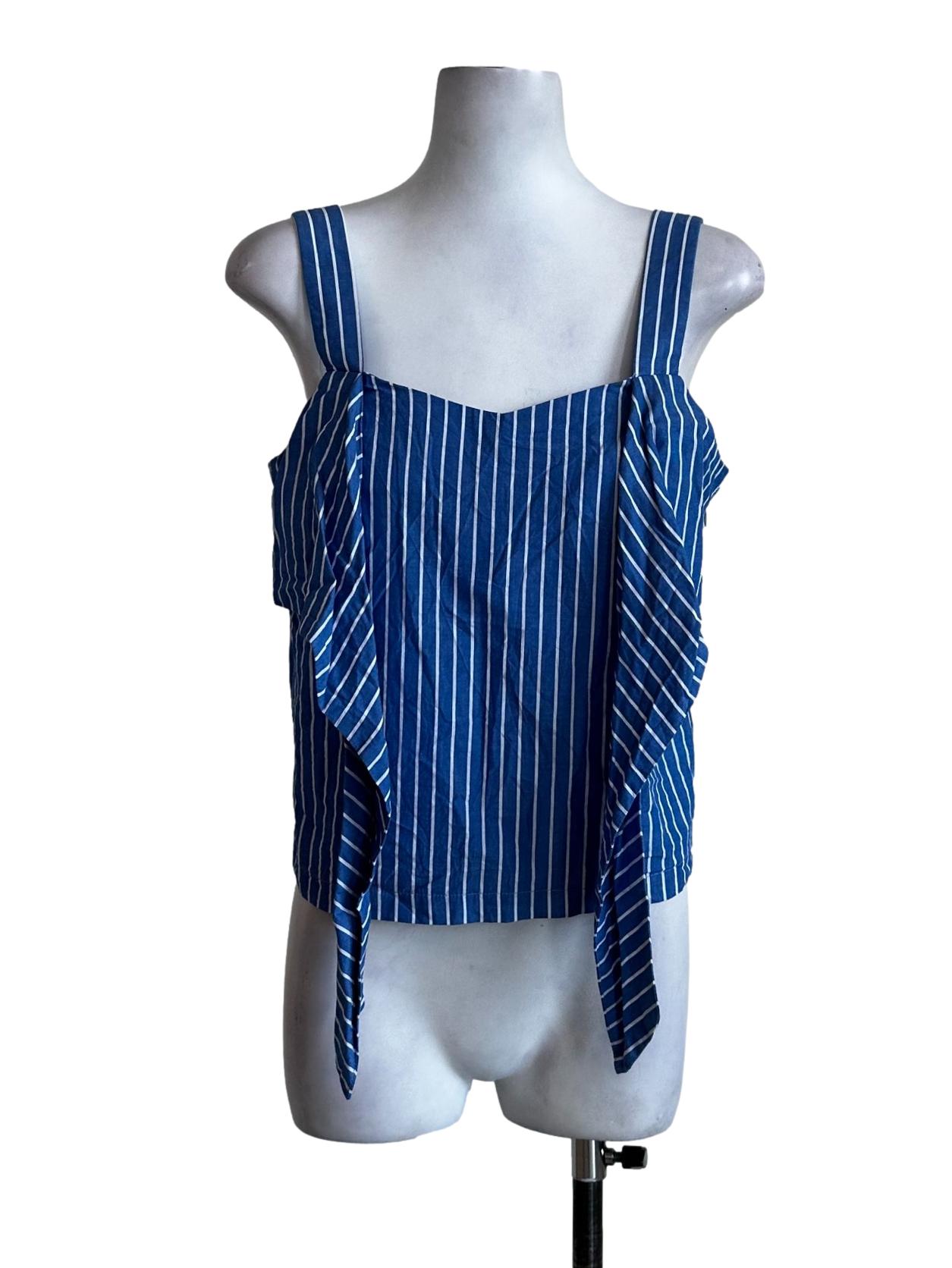 Blue Stripes Pattern Crop Top
