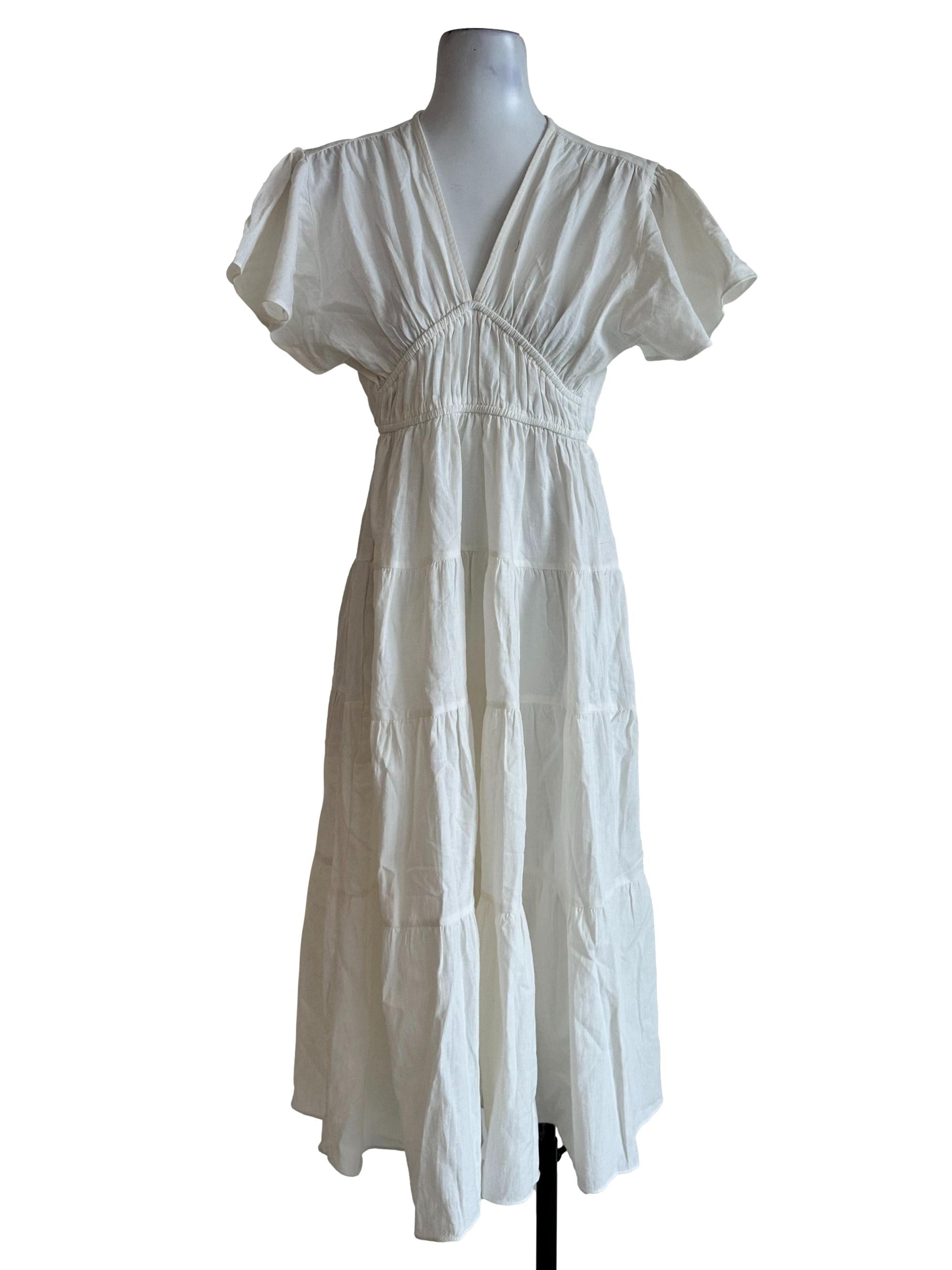 Egg Shell V Neckline Dress