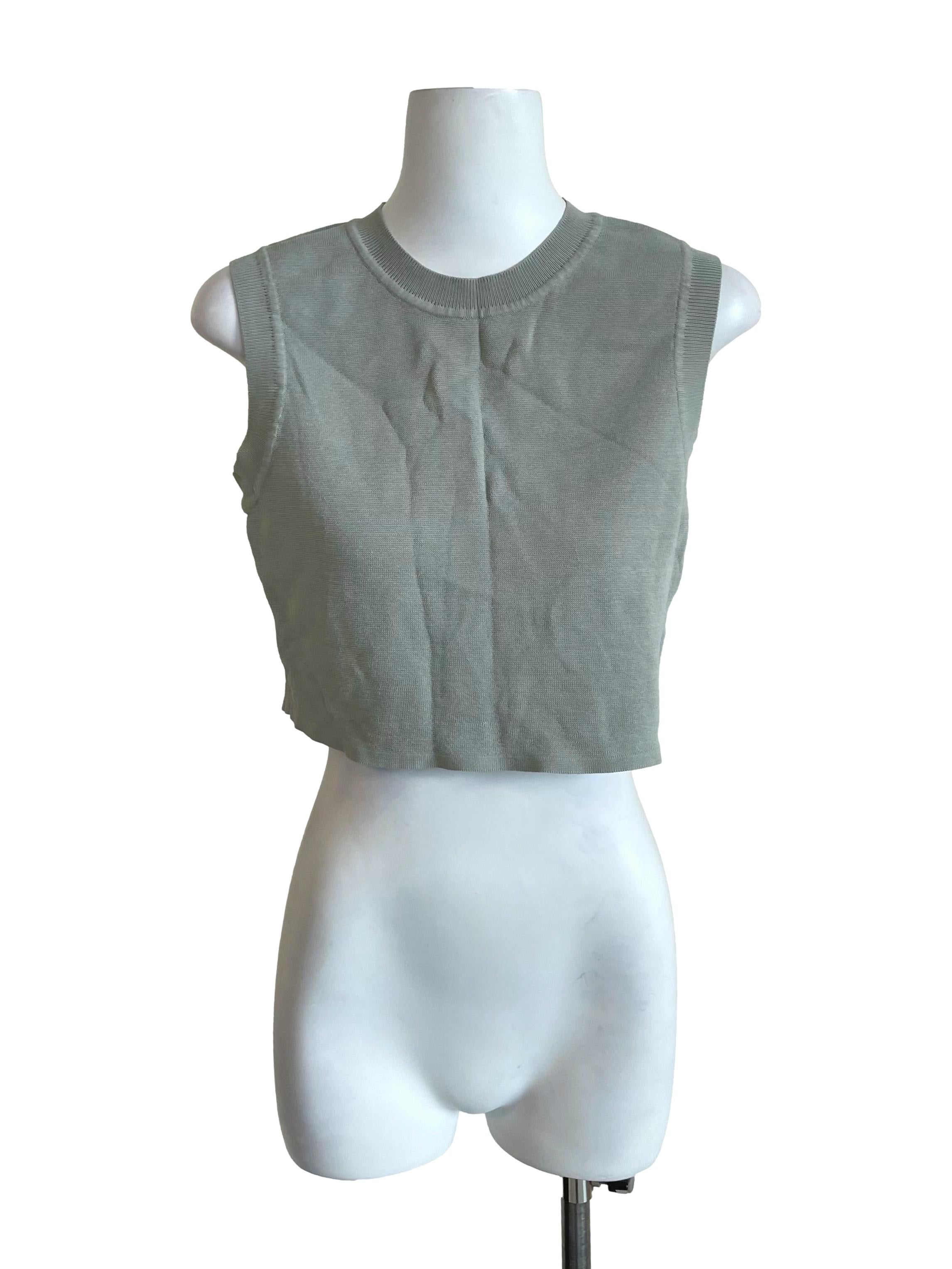 Pistachio Knit Crop Sleeveless Top