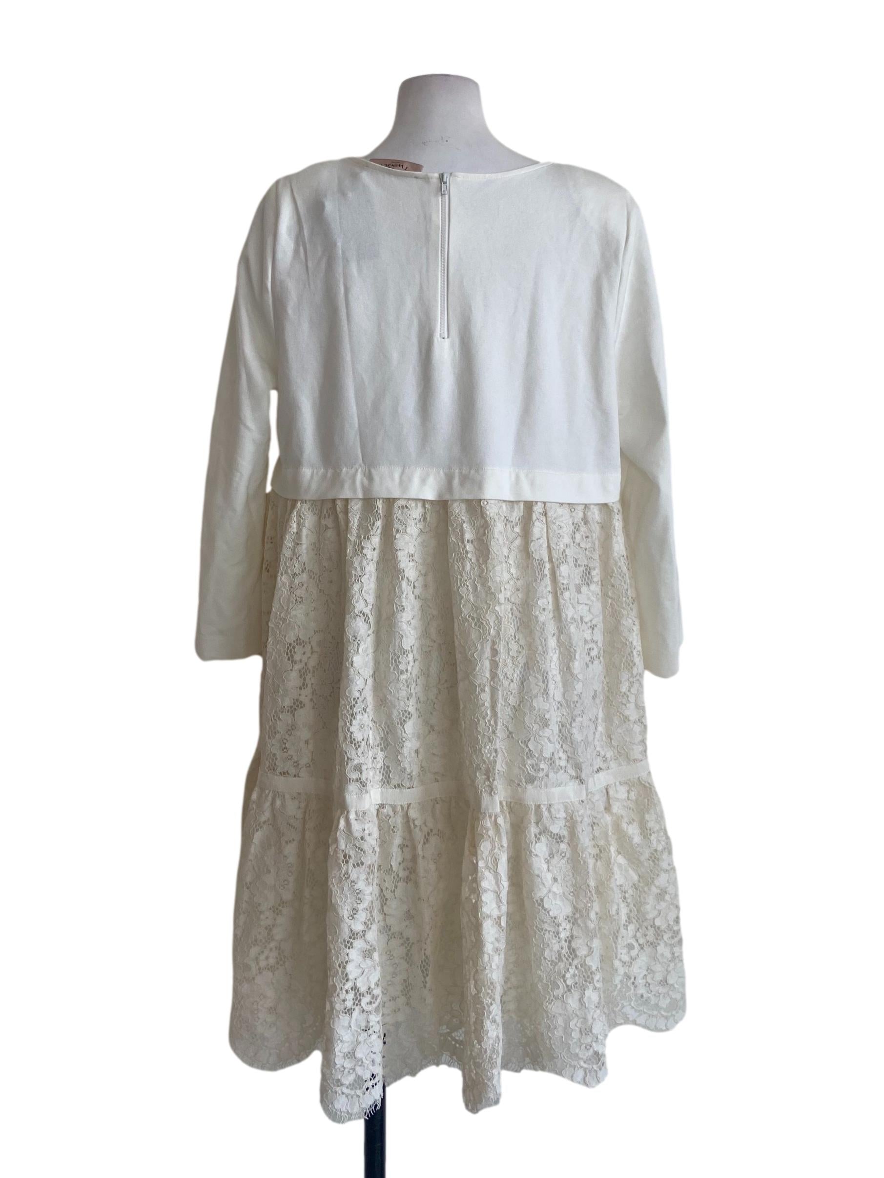 White & Floral Lace A-Line Dress