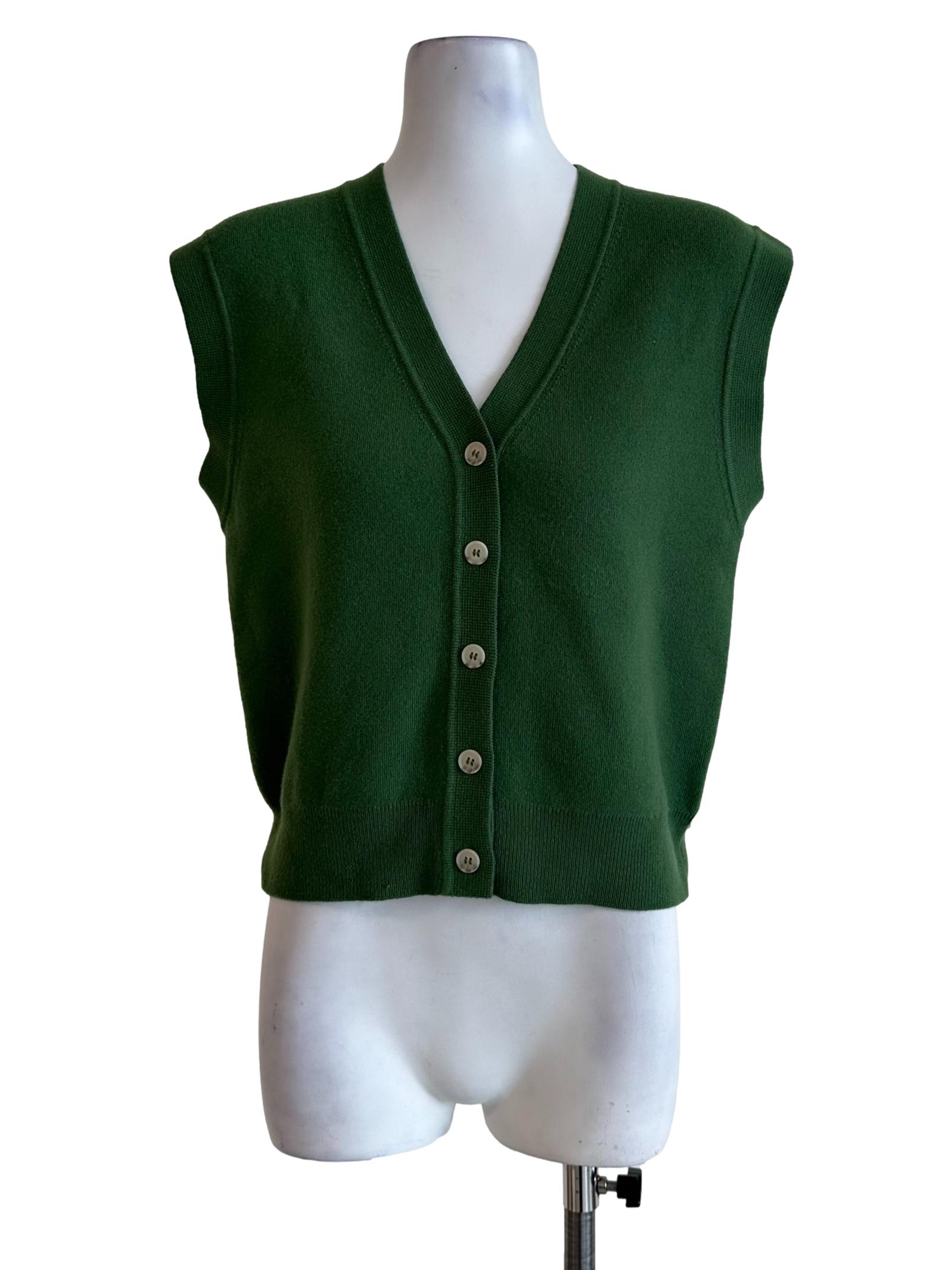 Emerald Green V Neckline Knit Sleeveless Top