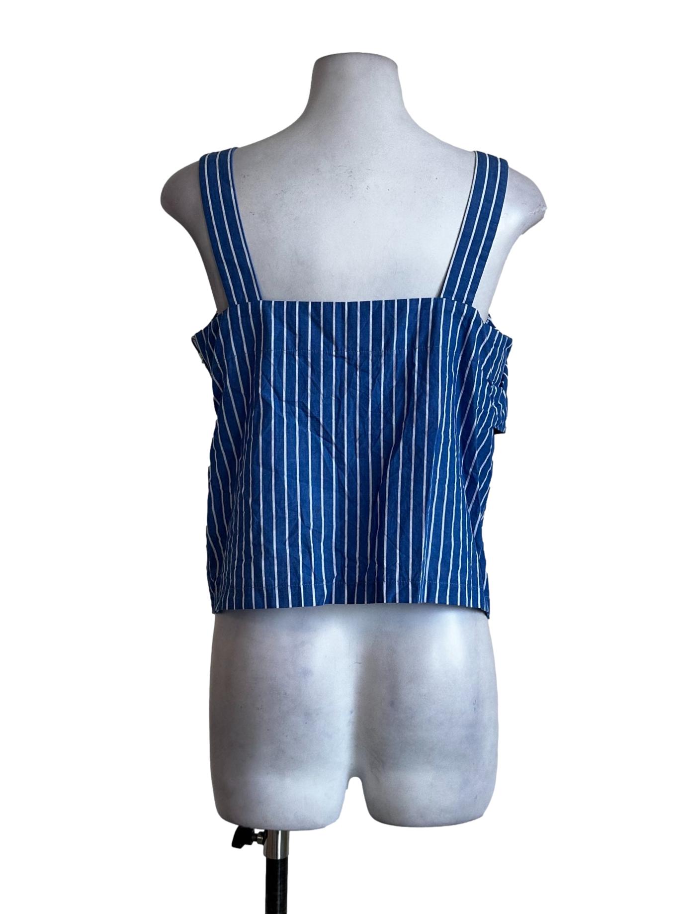 Blue Stripes Pattern Crop Top