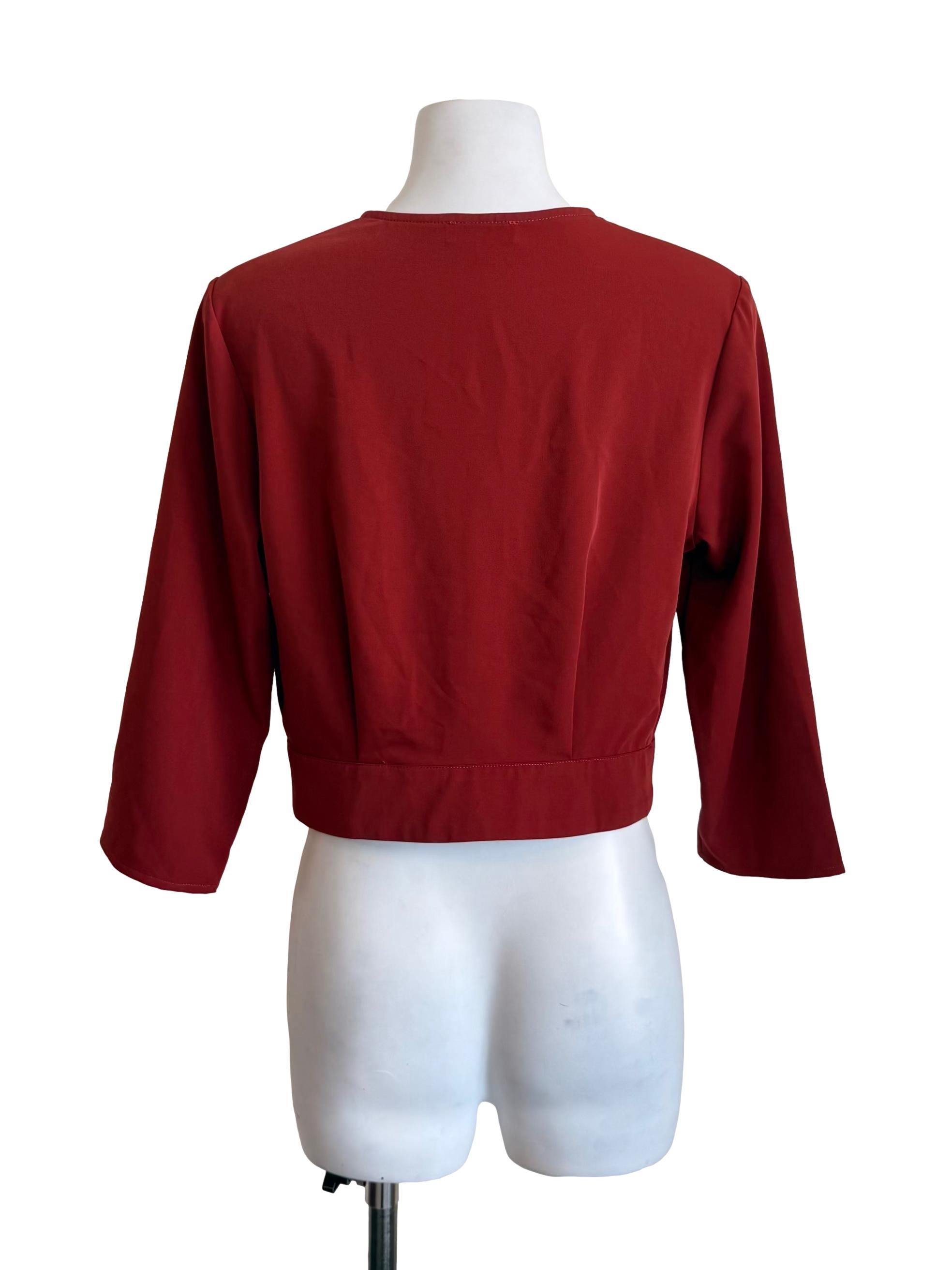 Rosewood V Neck Pleated Crop Top