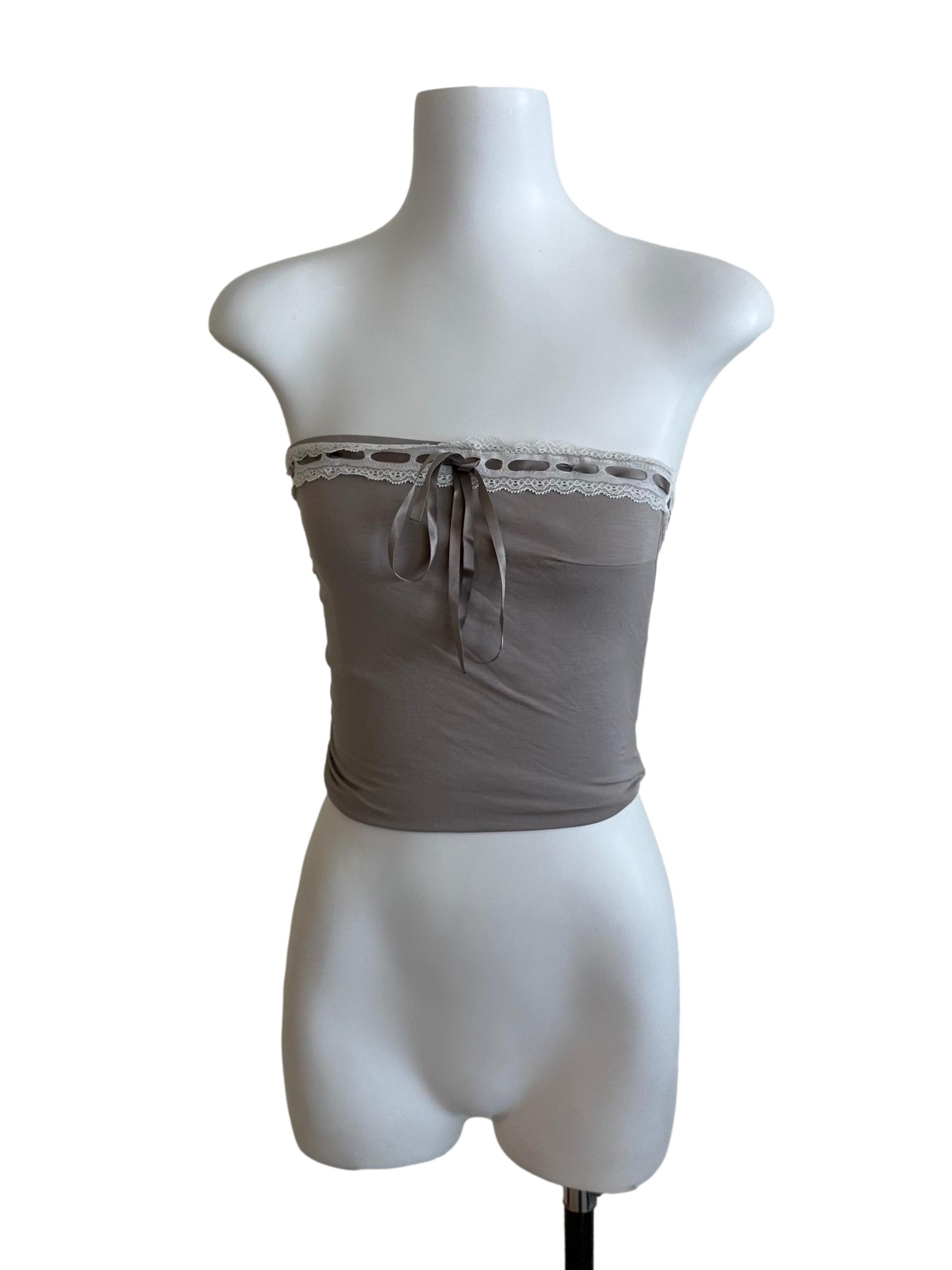 Ash Grey Ribbon Tube Top