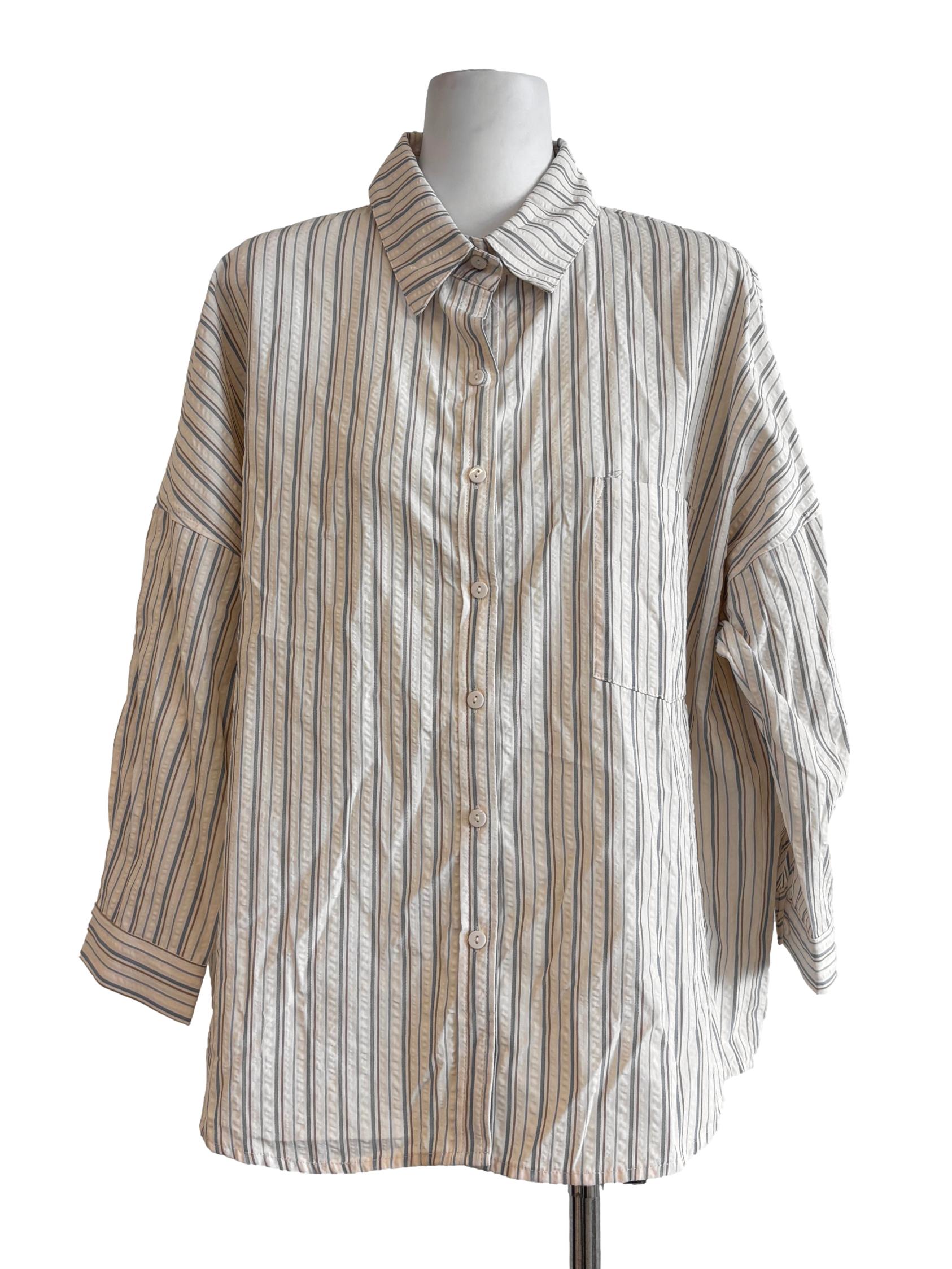 Almond Striped Buttoned Shirt TTR