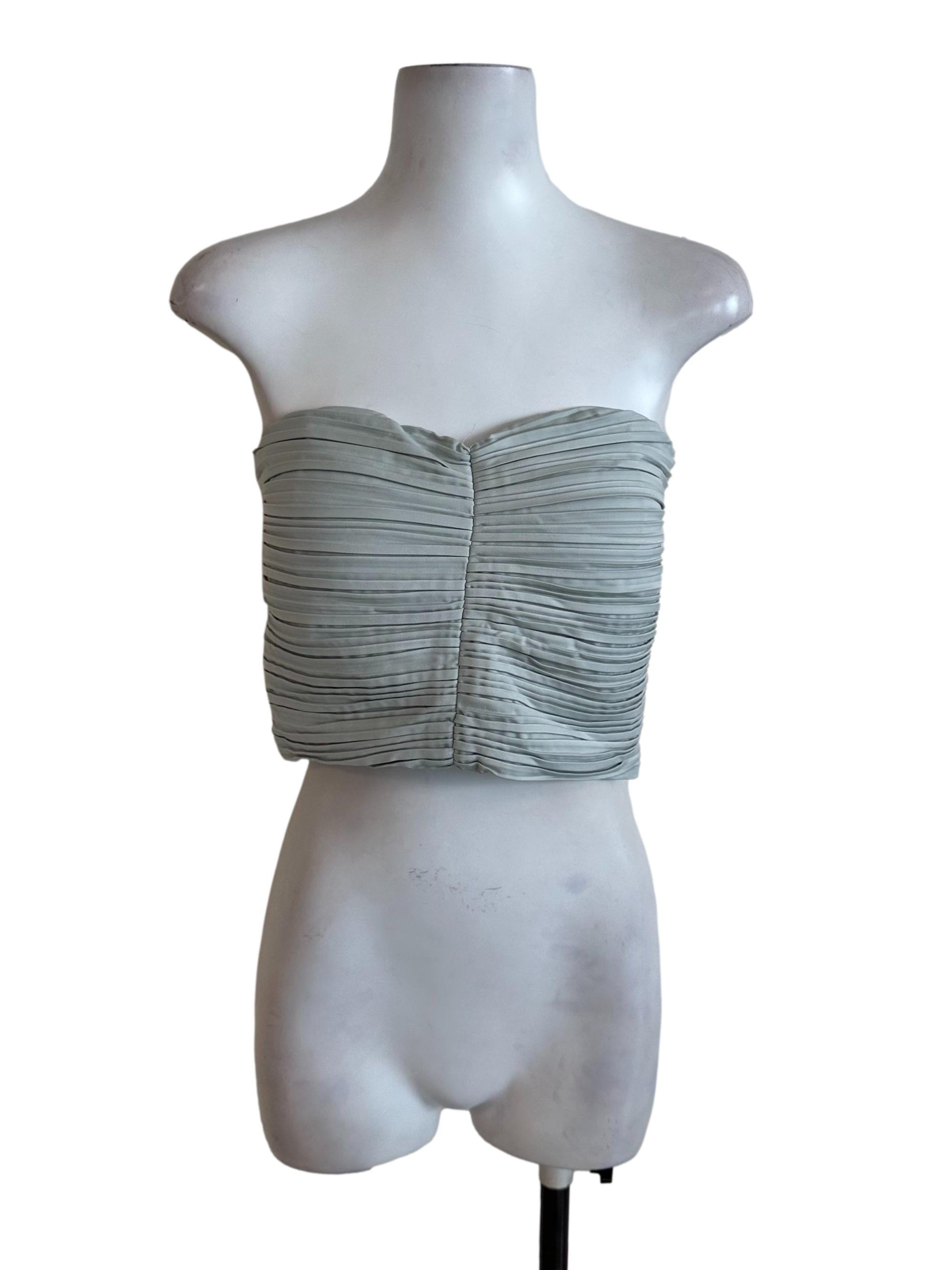 Pale Green Pleated Sweetheart Tube Top