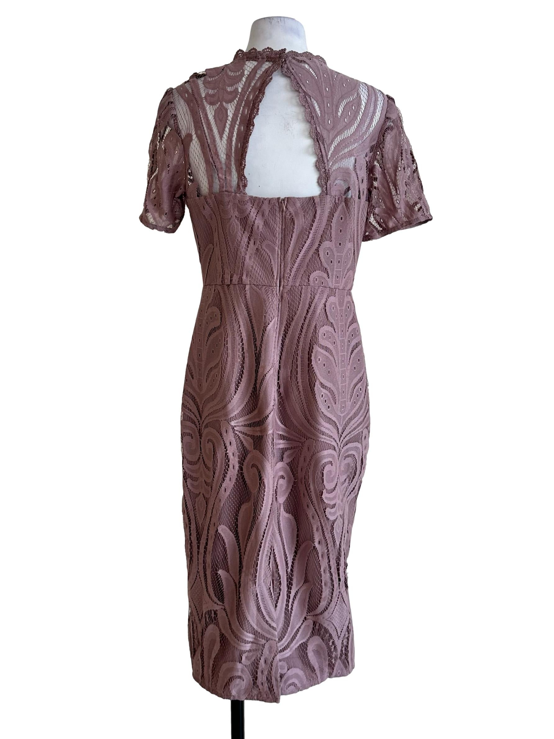 Mauve Purple Lace Pattern Dress