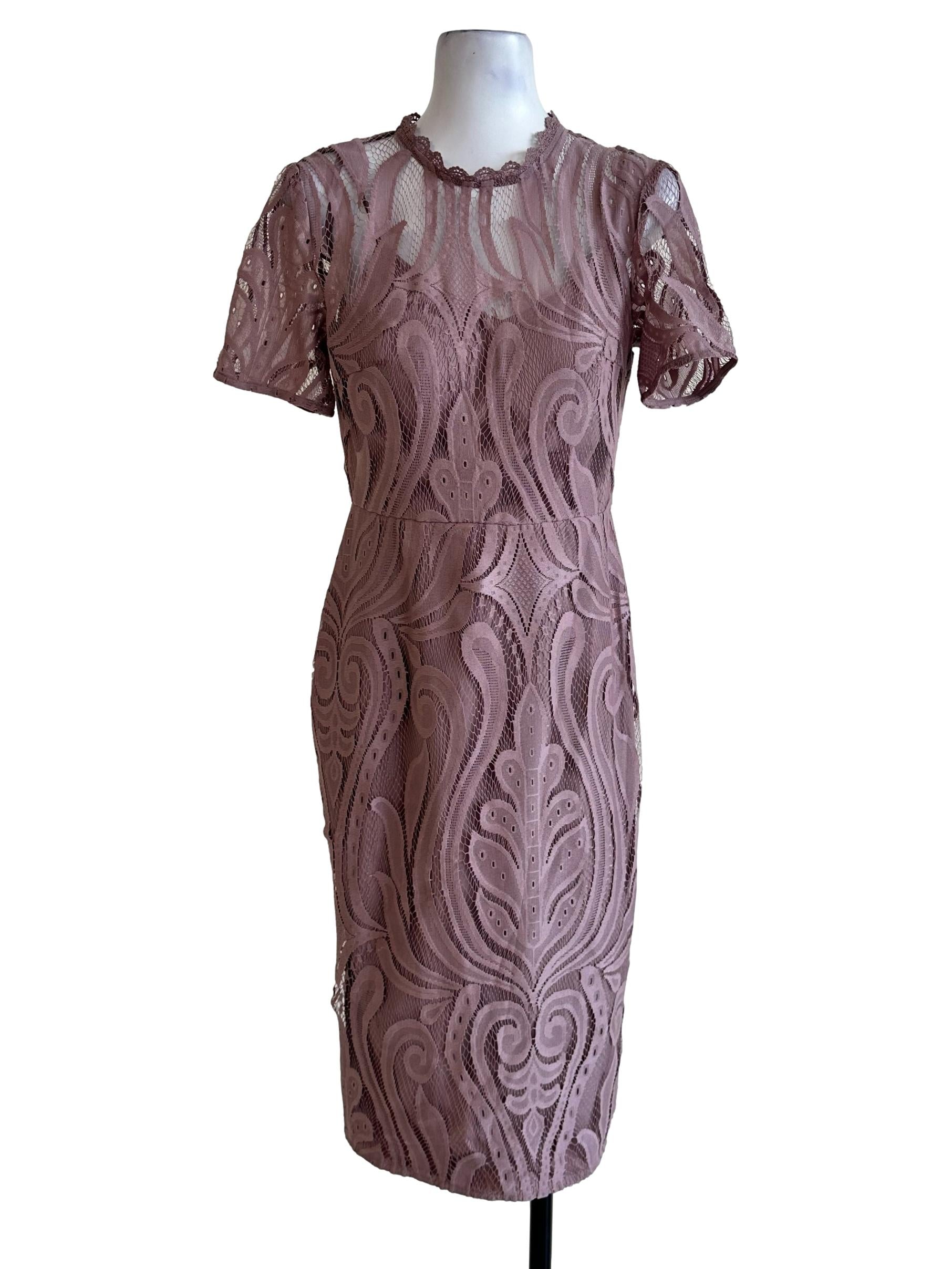 Mauve Purple Lace Pattern Dress