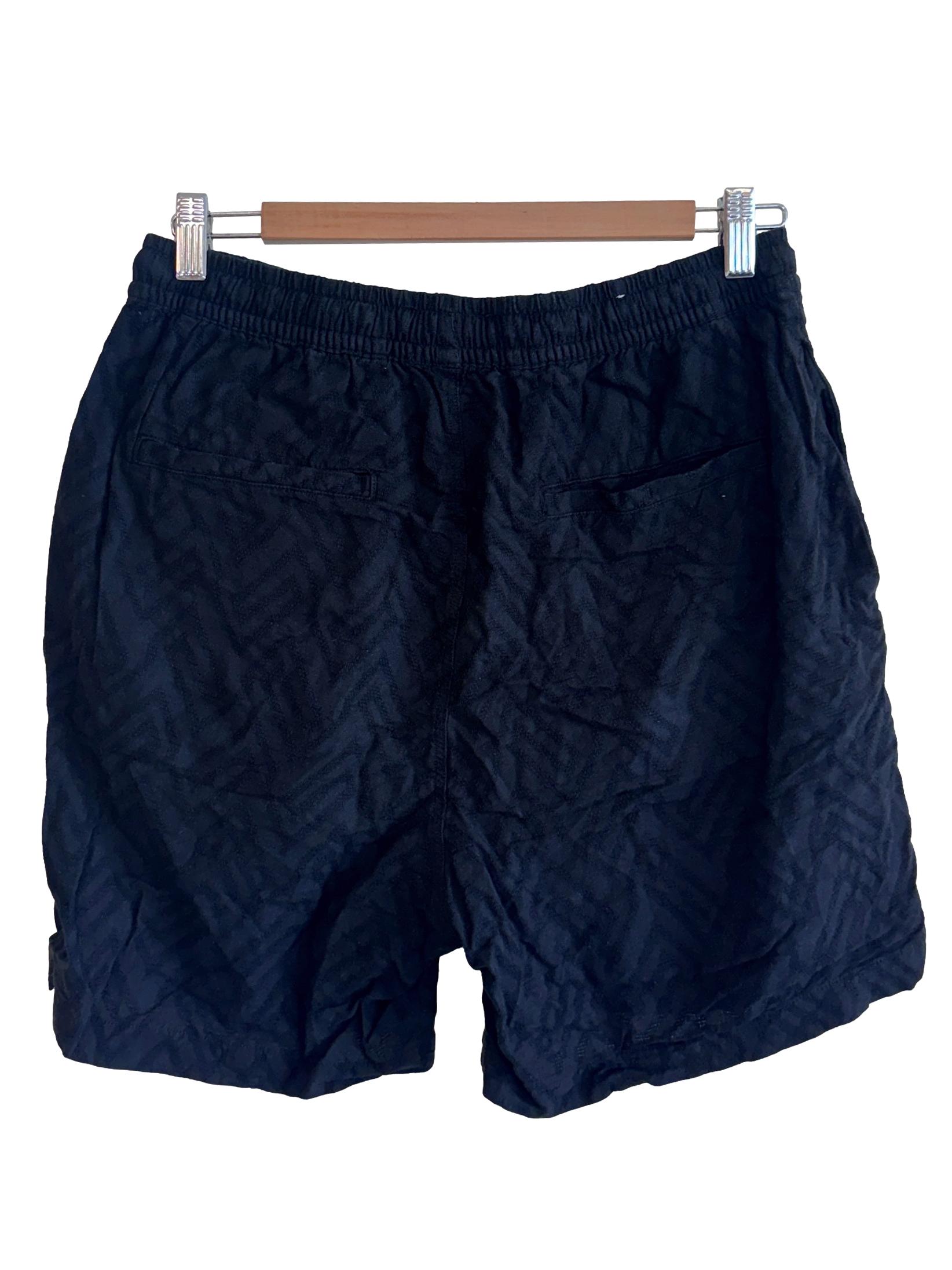 Black Textured Shorts