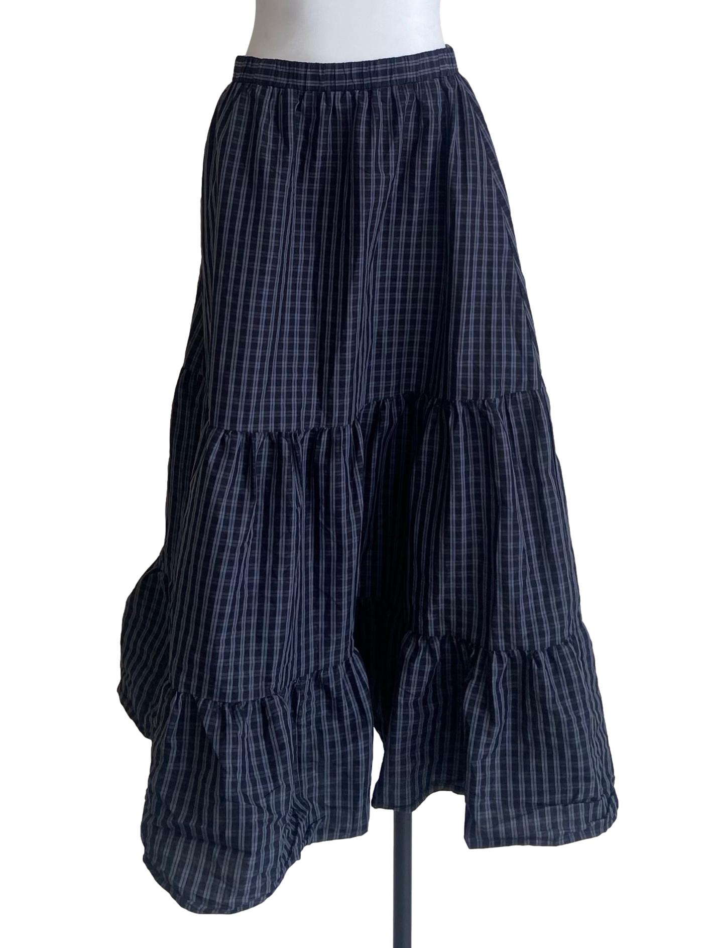 Black & Grey Plaid Layered Skirt