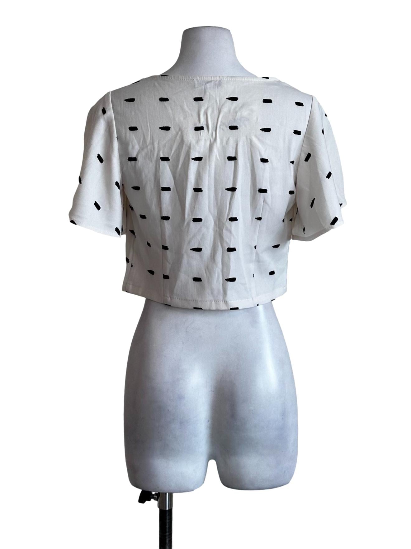 Egg Shell White Printed Crop Top