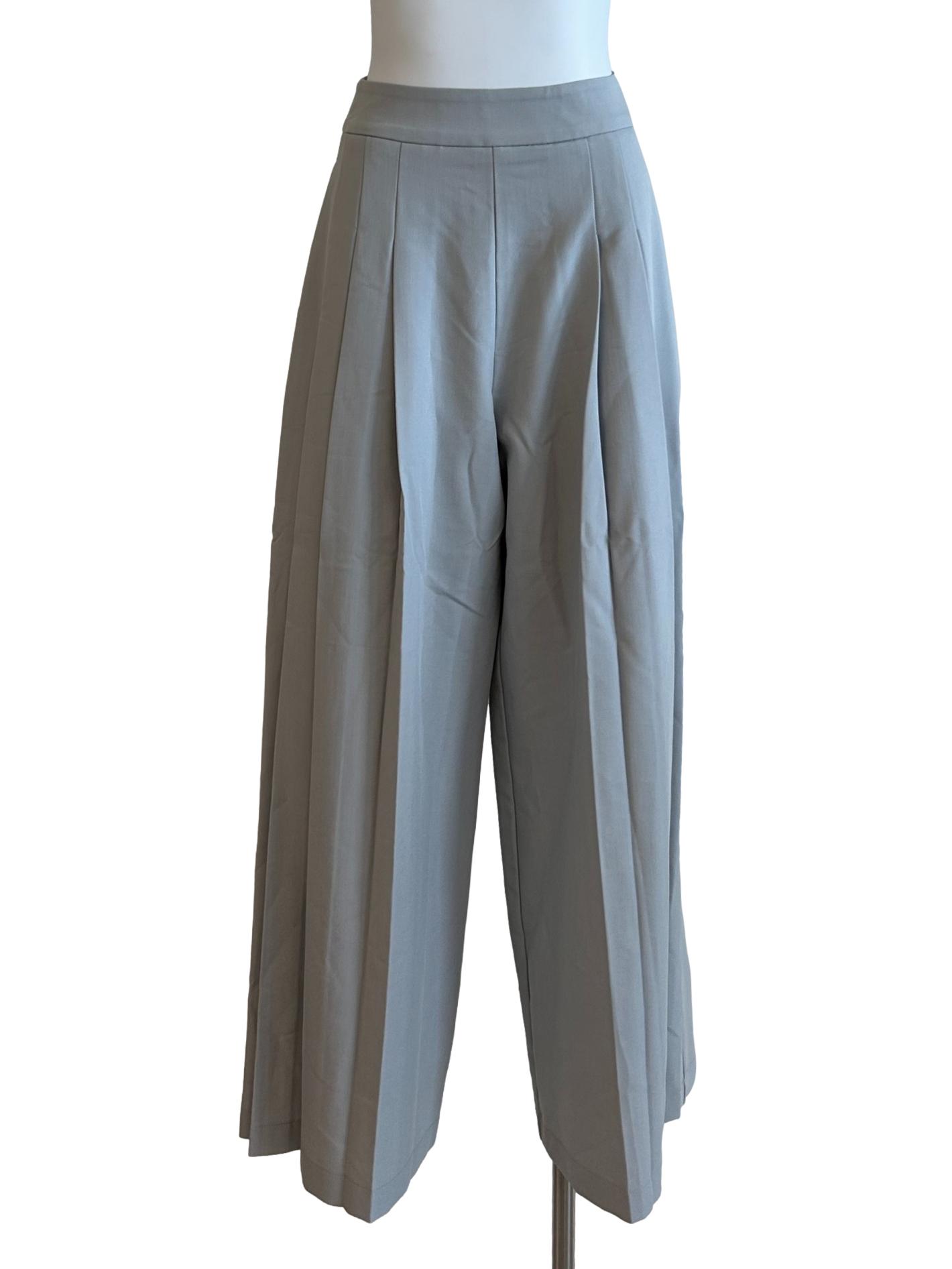 Slate Blue Slit Pencil Skirt