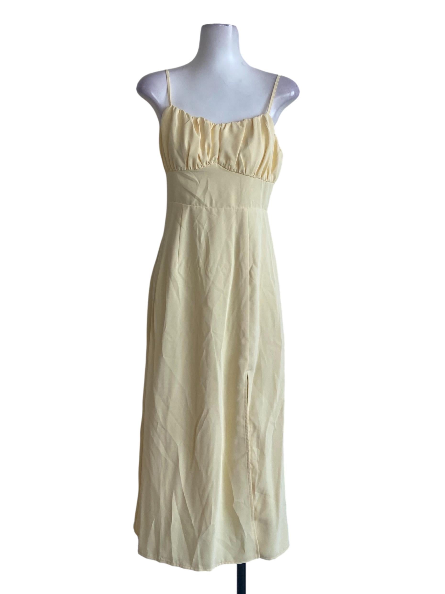 Banana Yellow Sleeveless Slit Slit Dress