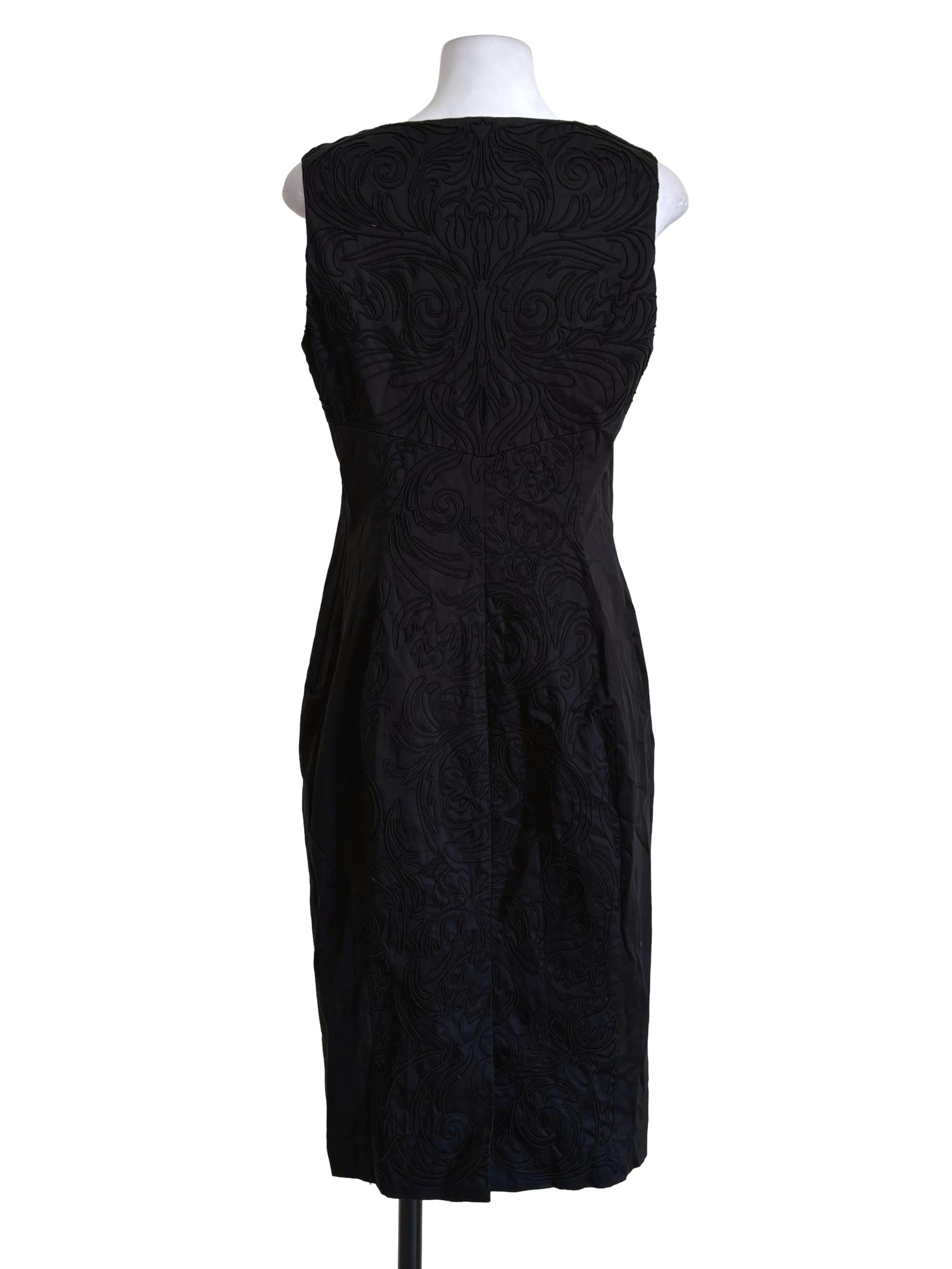 Black Floral Embroidered Sheath Dress