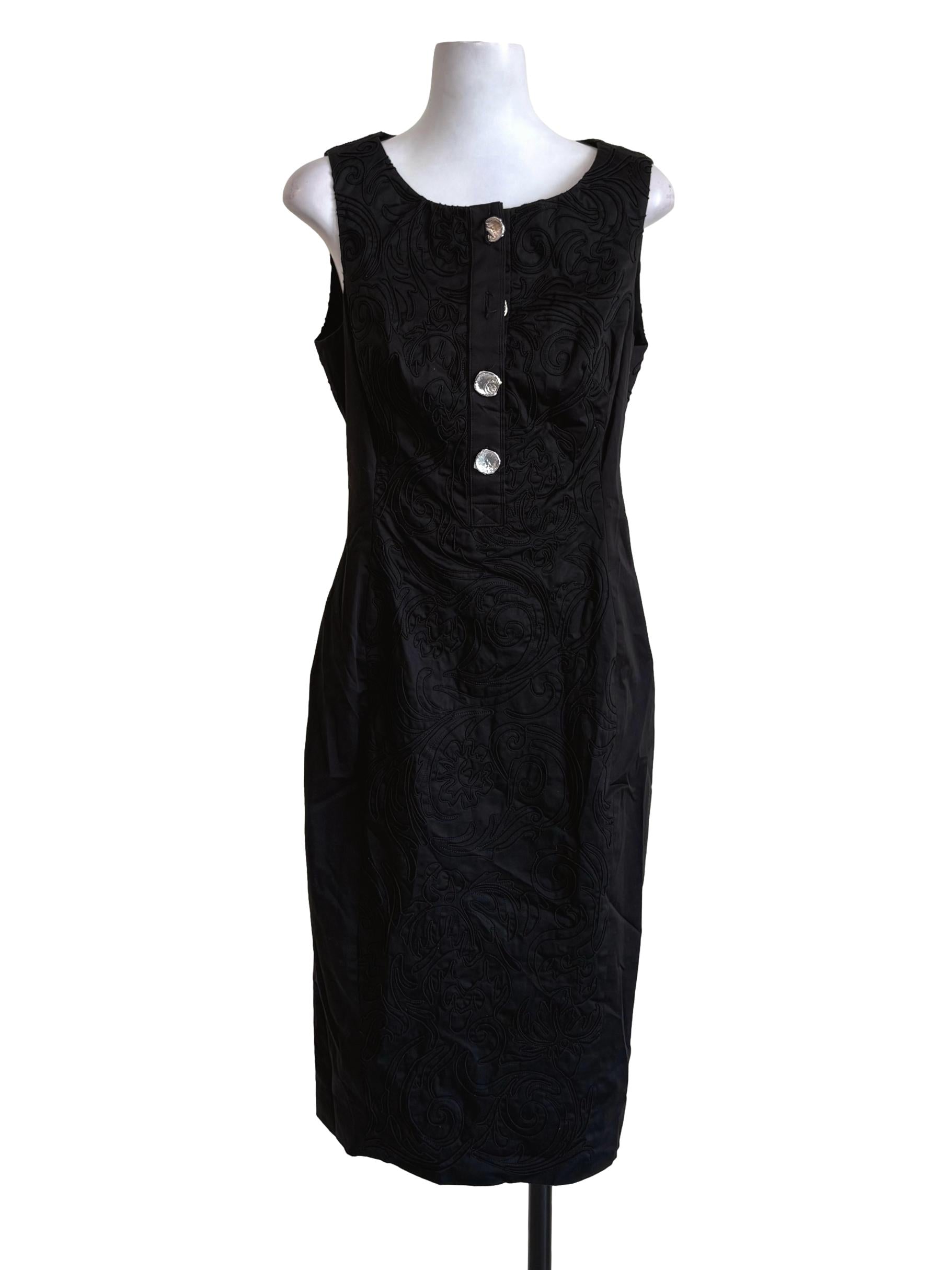 Black Floral Embroidered Sheath Dress