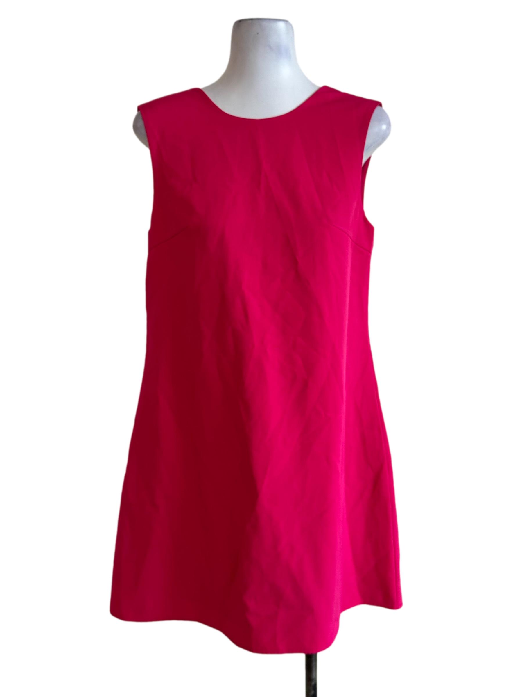 Hot Pink Jewel Neck Mini Dress