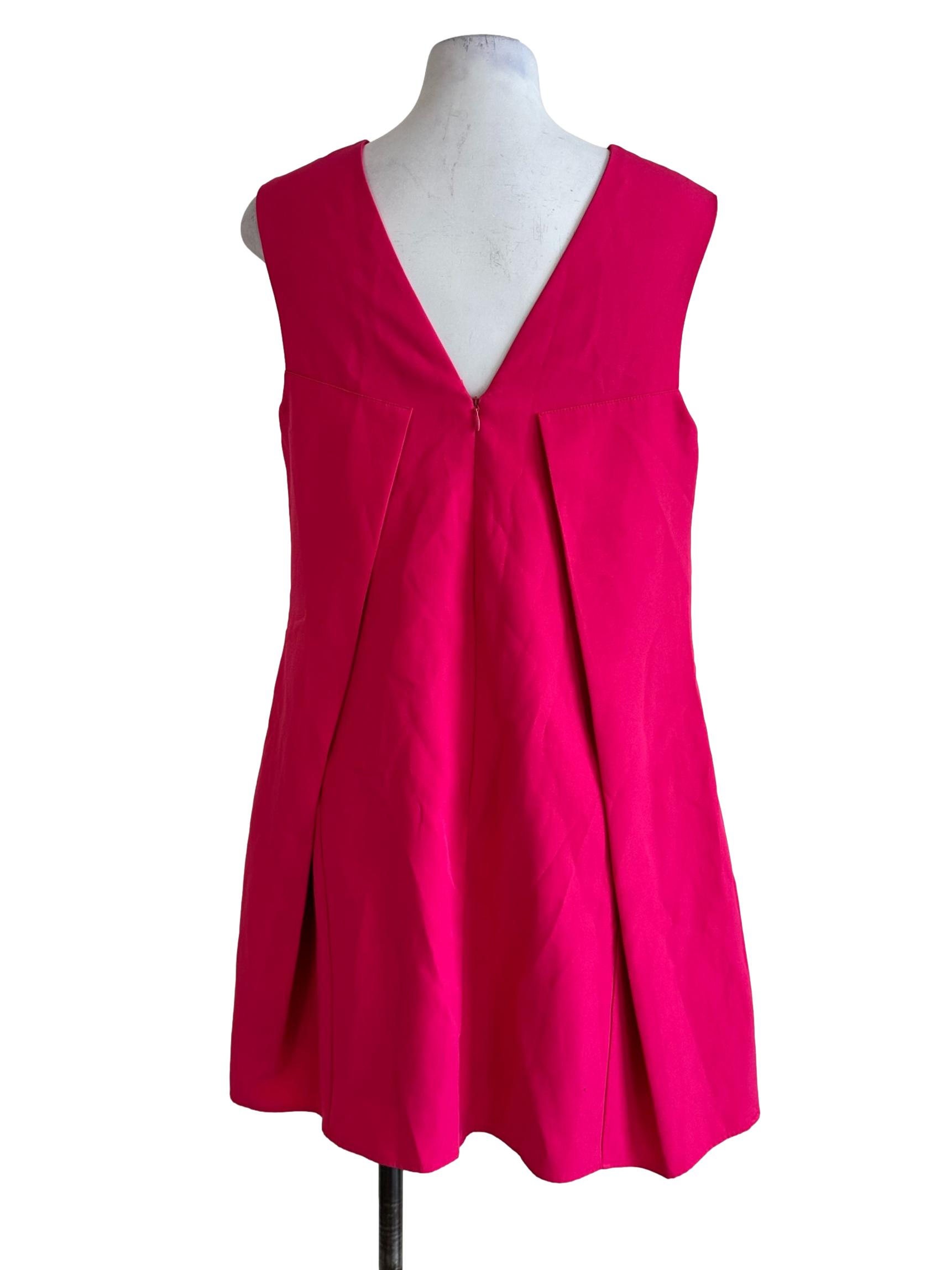 Hot Pink Jewel Neck Mini Dress