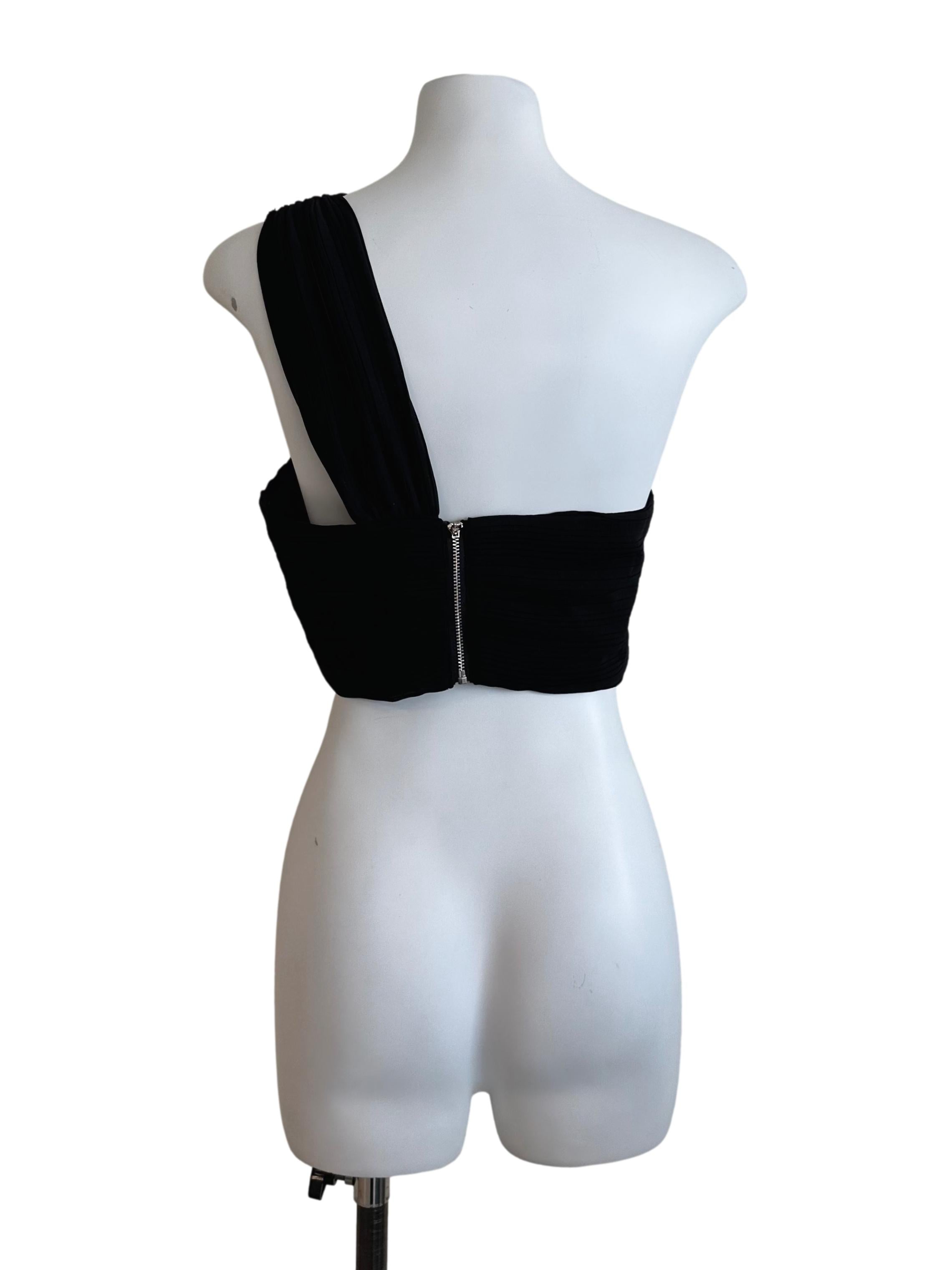 Rich Black Pleated Asymmetric Top