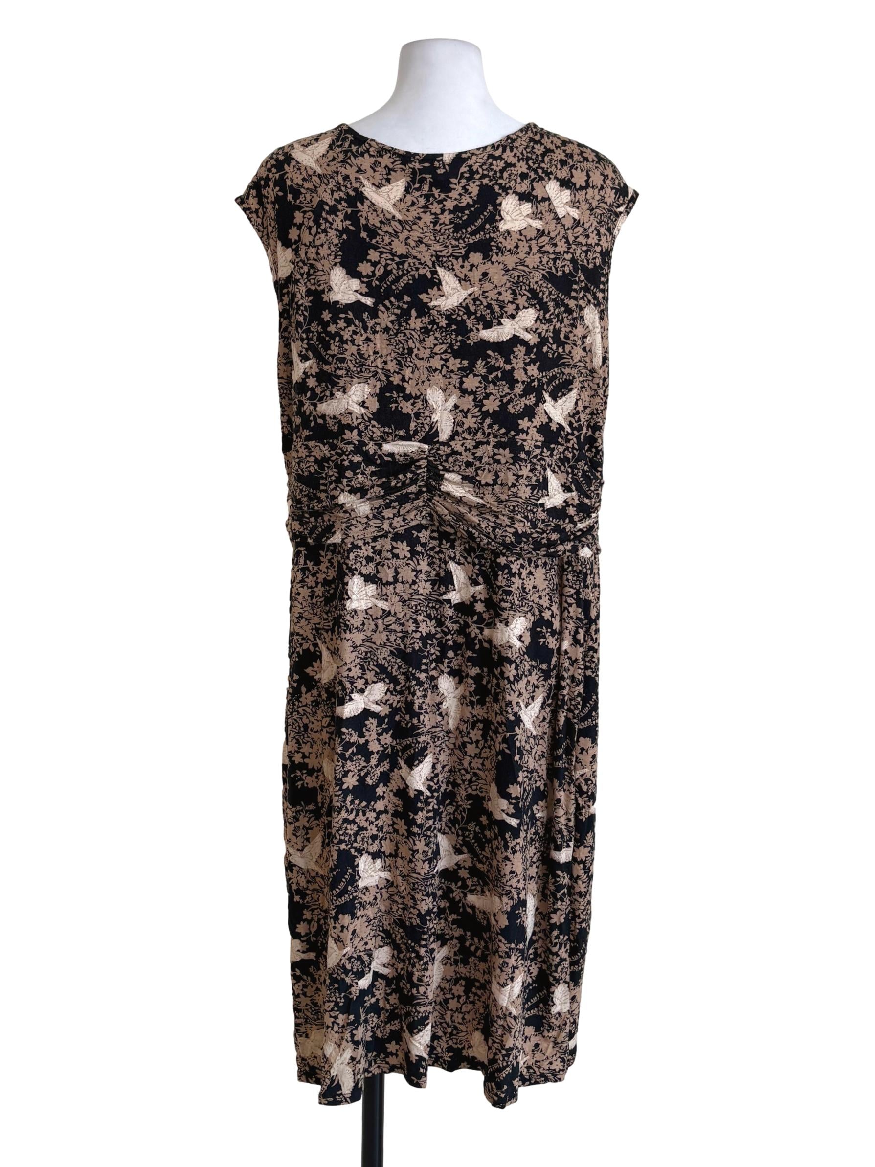 Black Brown Floral Wrap Dress