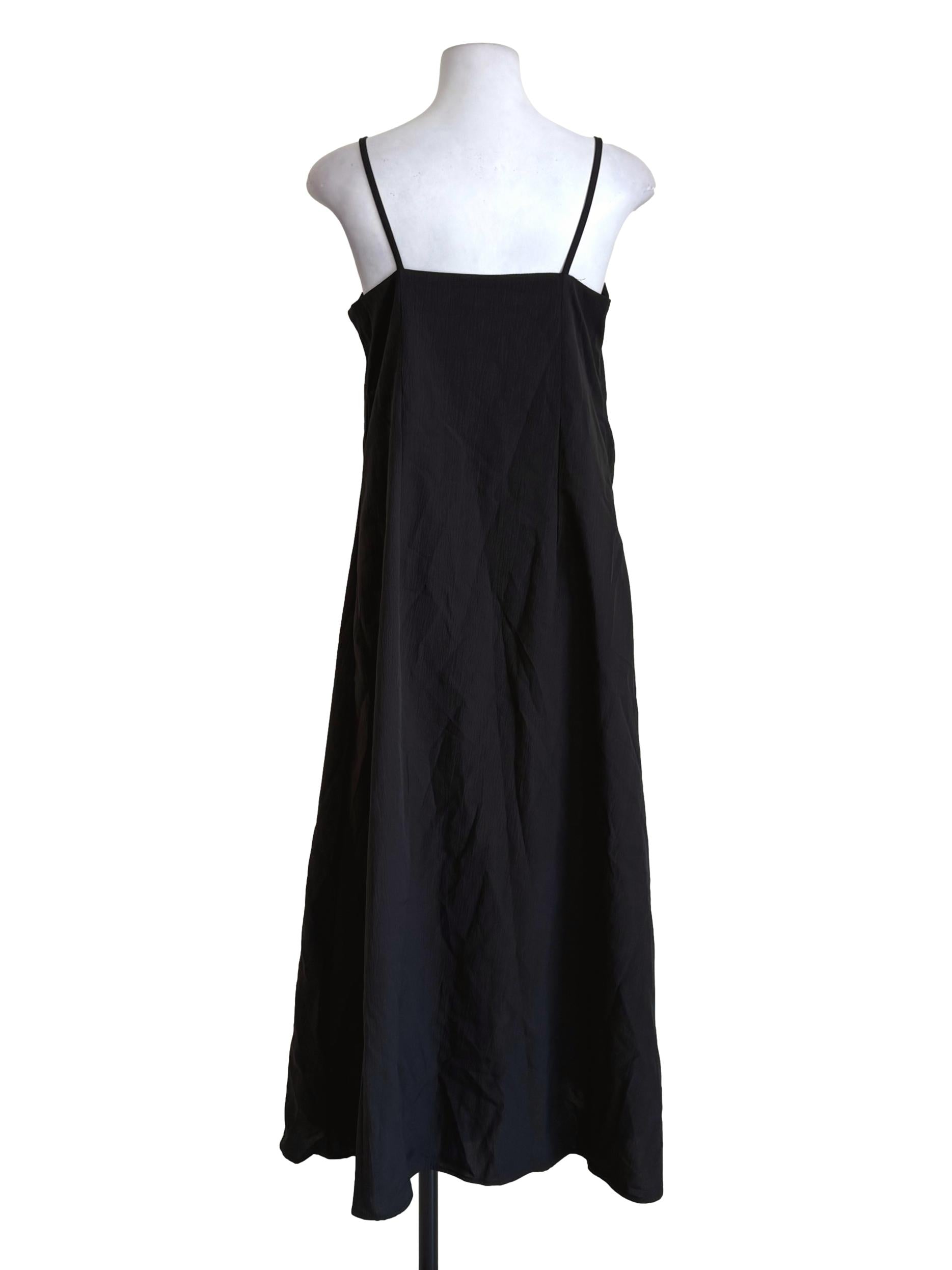 Black Pleated Slip Dress
