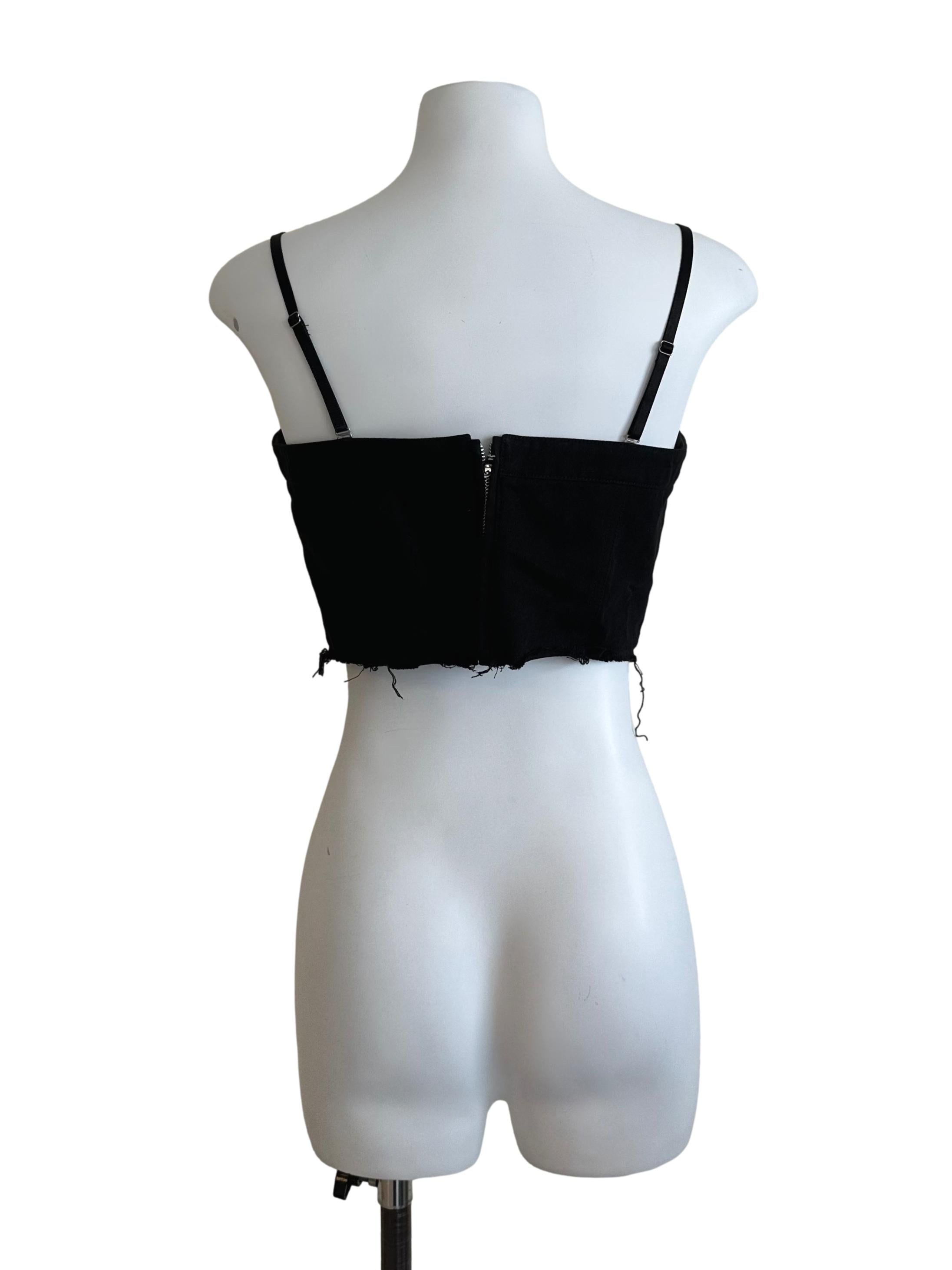 Raven Black Denim Button Top