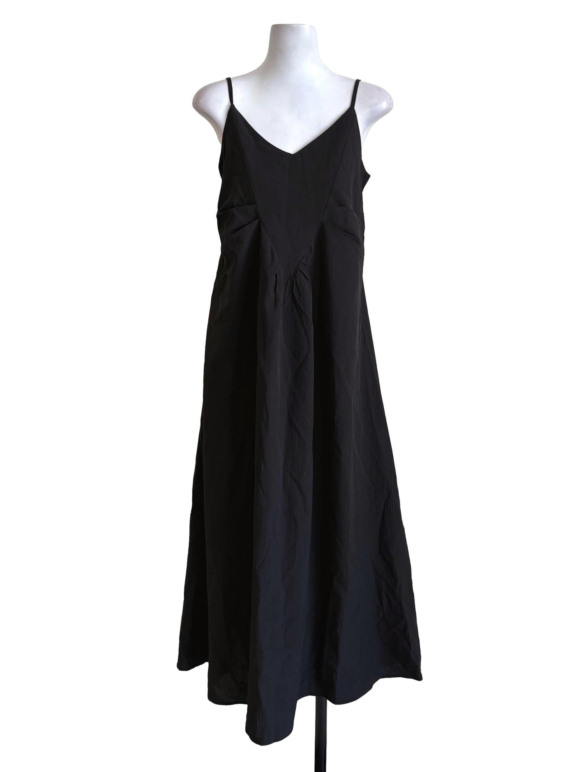 Black Pleated Slip Dress