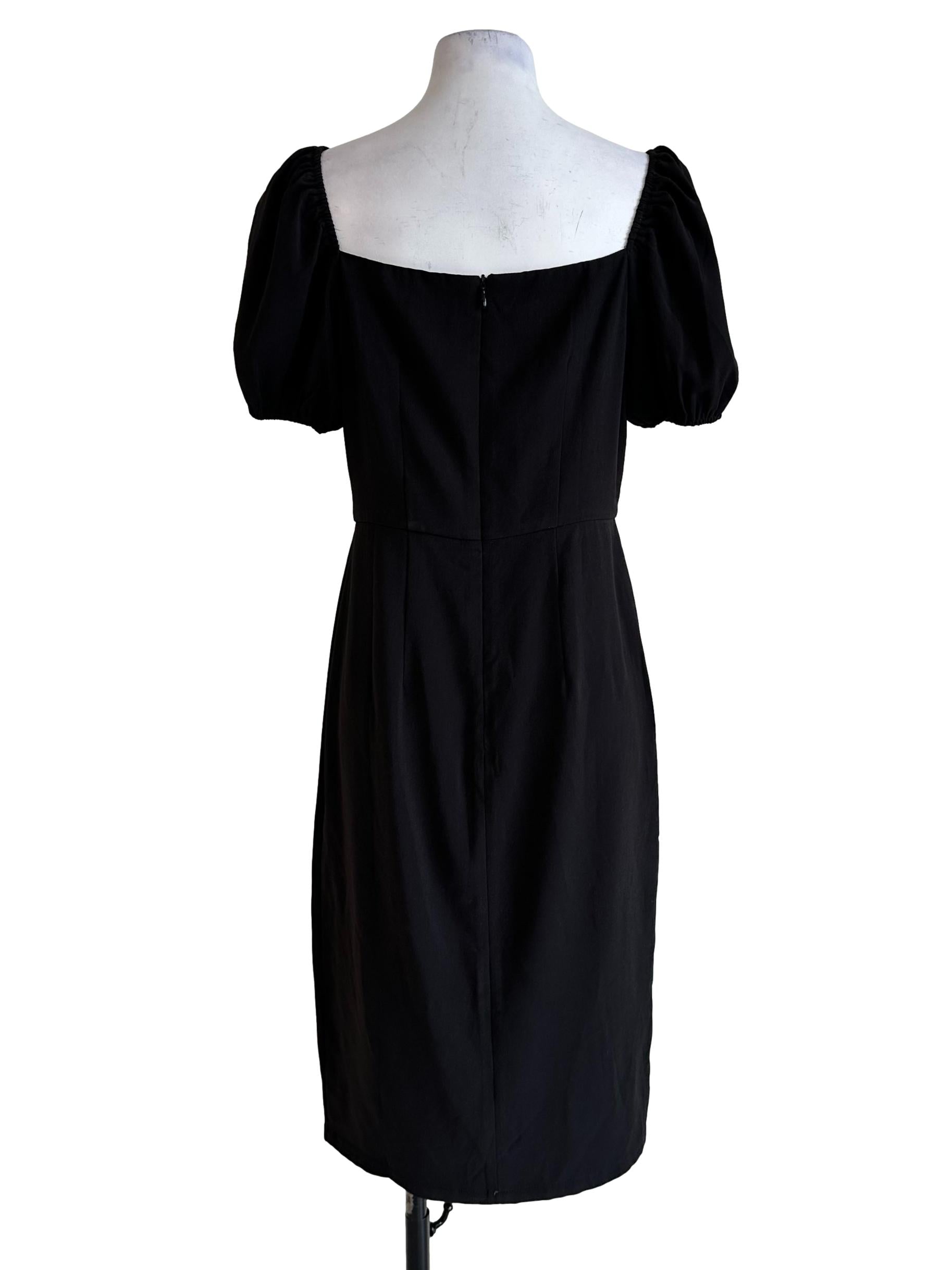 Pitch Black Square Neck Midi Dress