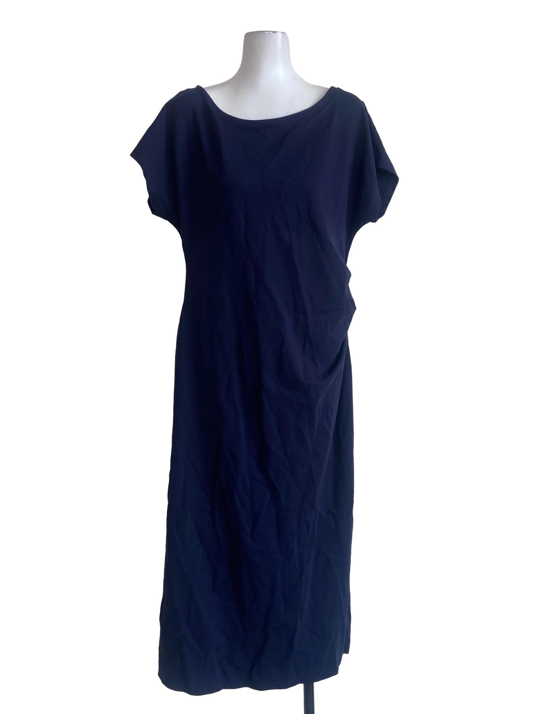Navy Blue Batwing Sleeves Empire Dress