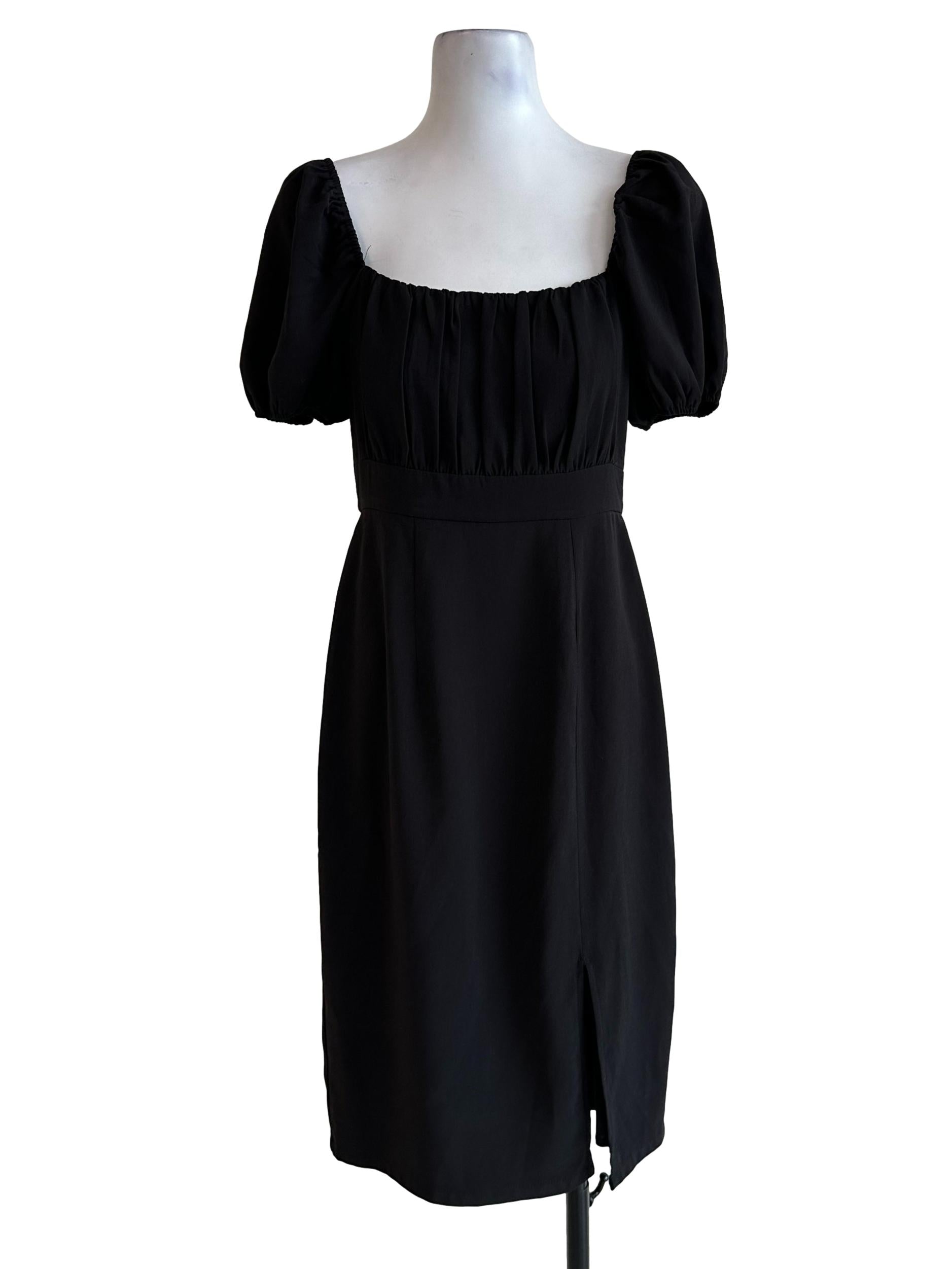 Pitch Black Square Neck Midi Dress