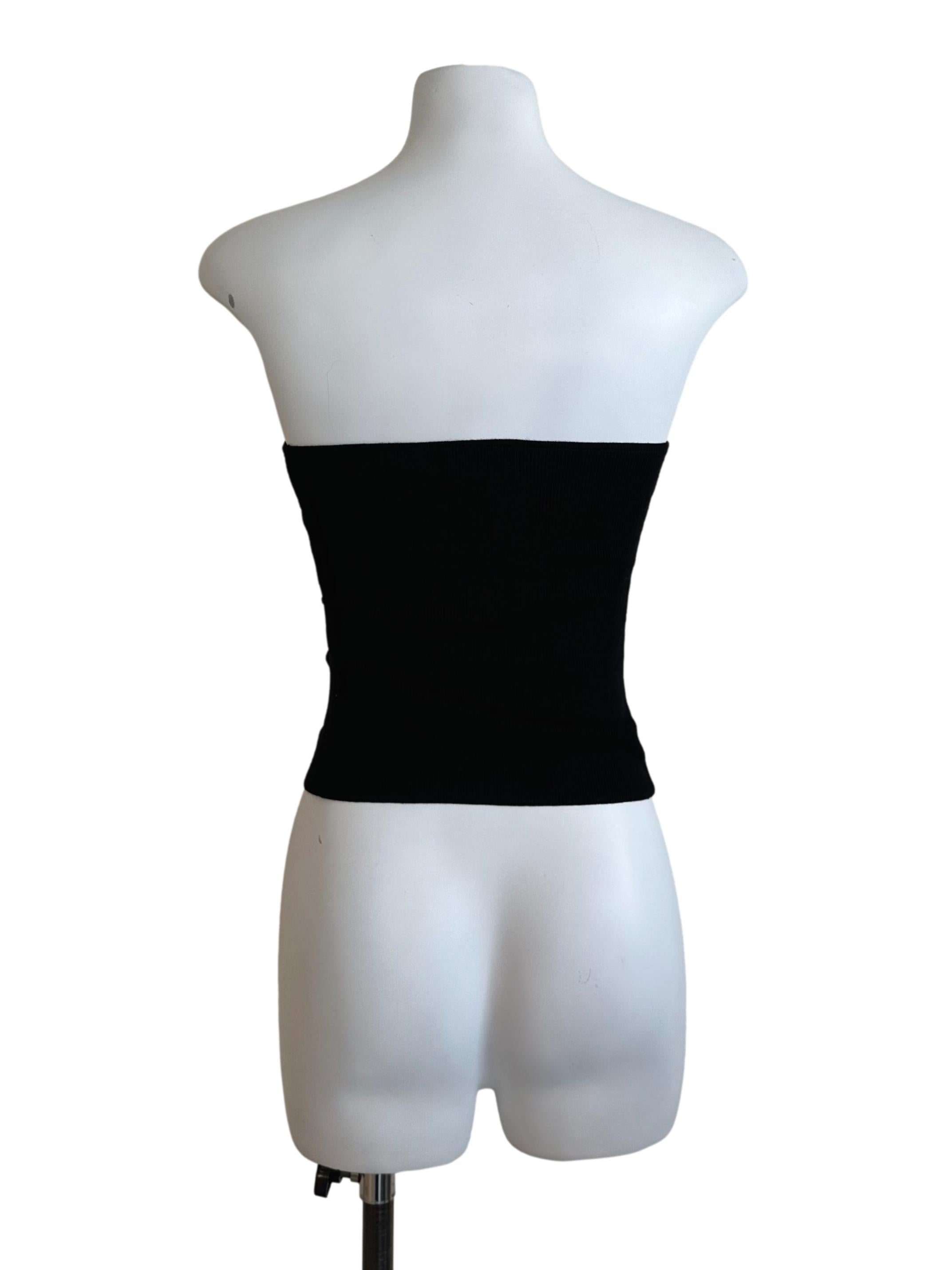 Onyx Black Button Ruched Tube Top