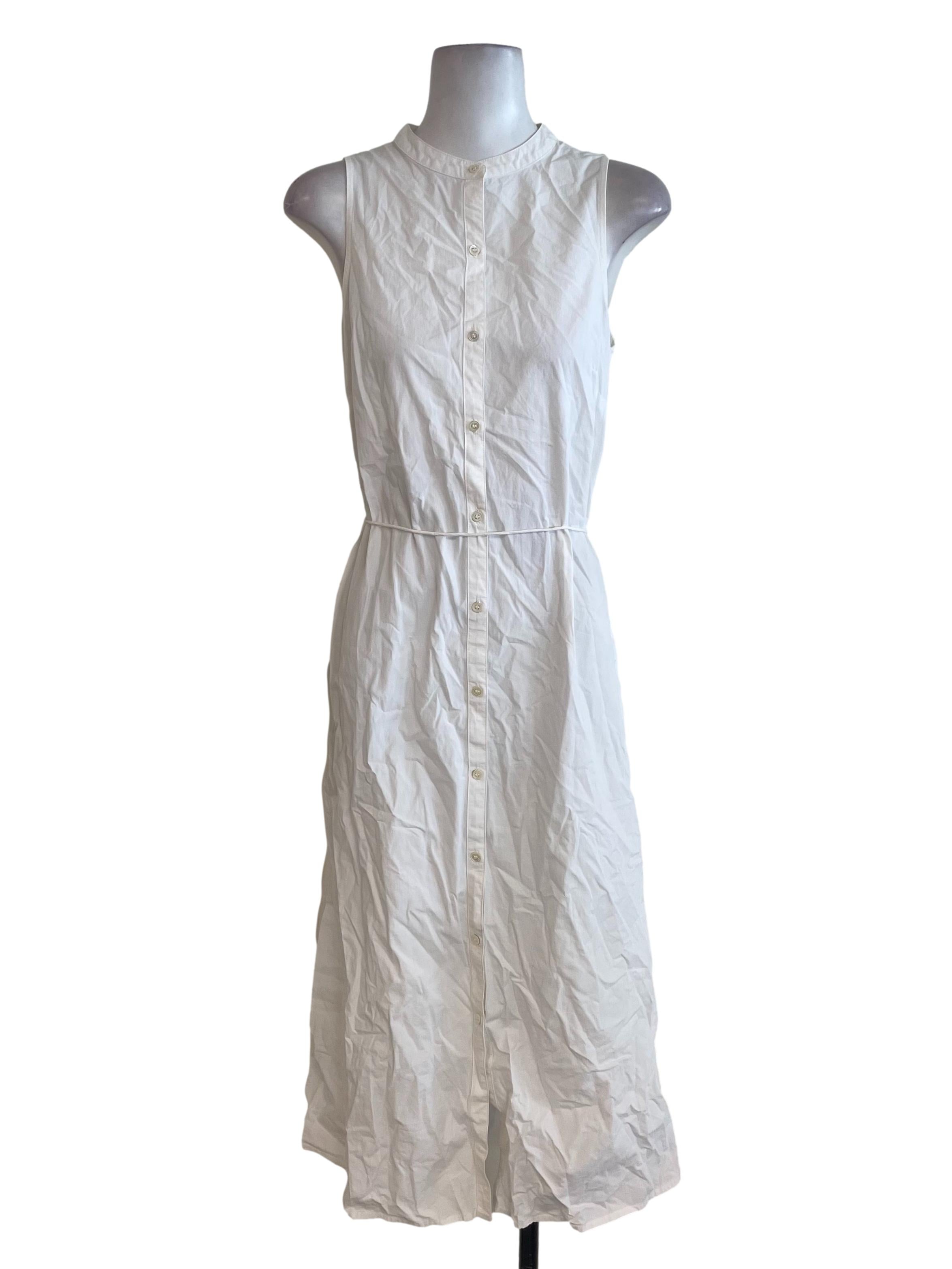White Collar Button Up Dress