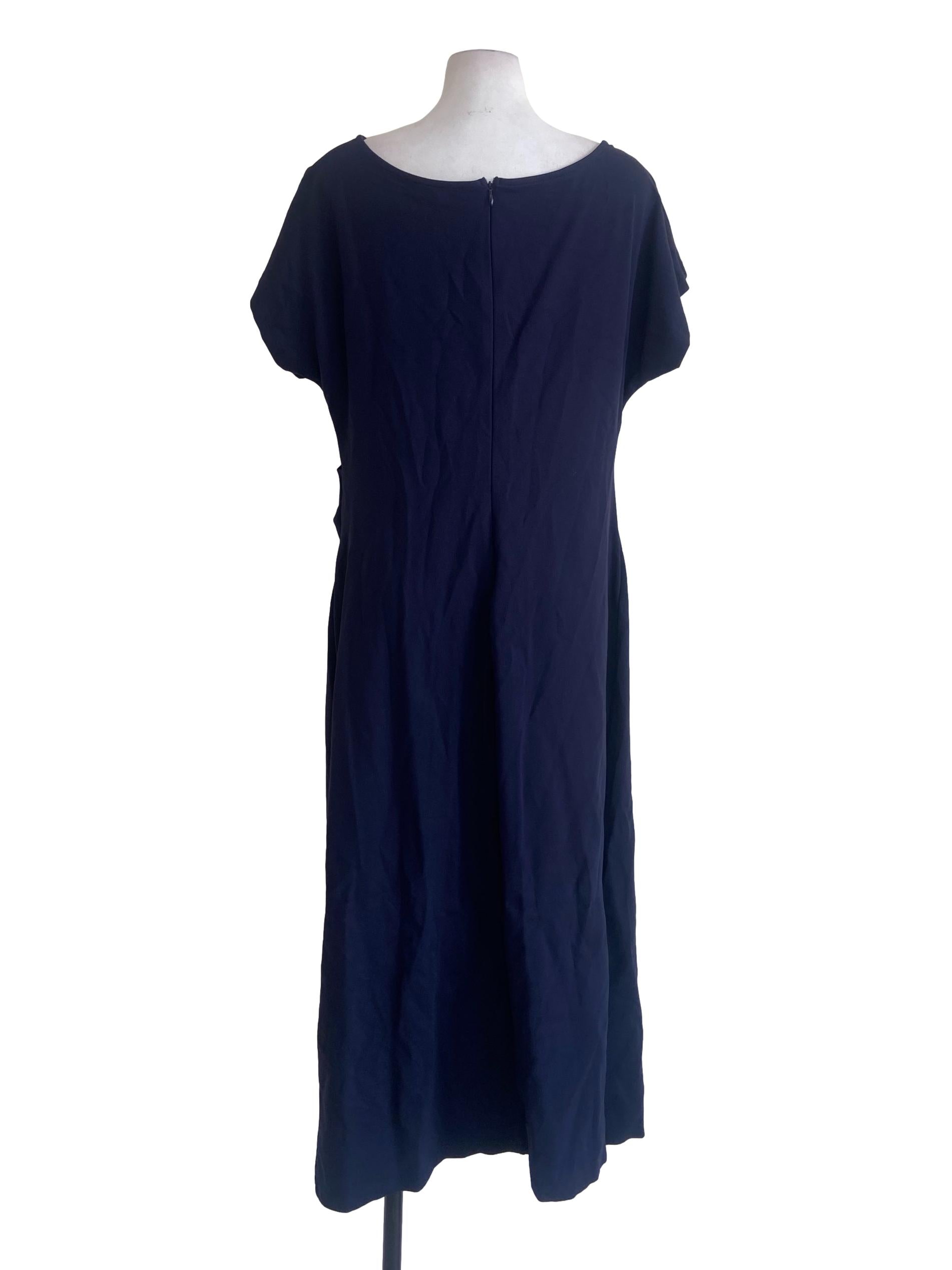 Navy Blue Batwing Sleeves Empire Dress