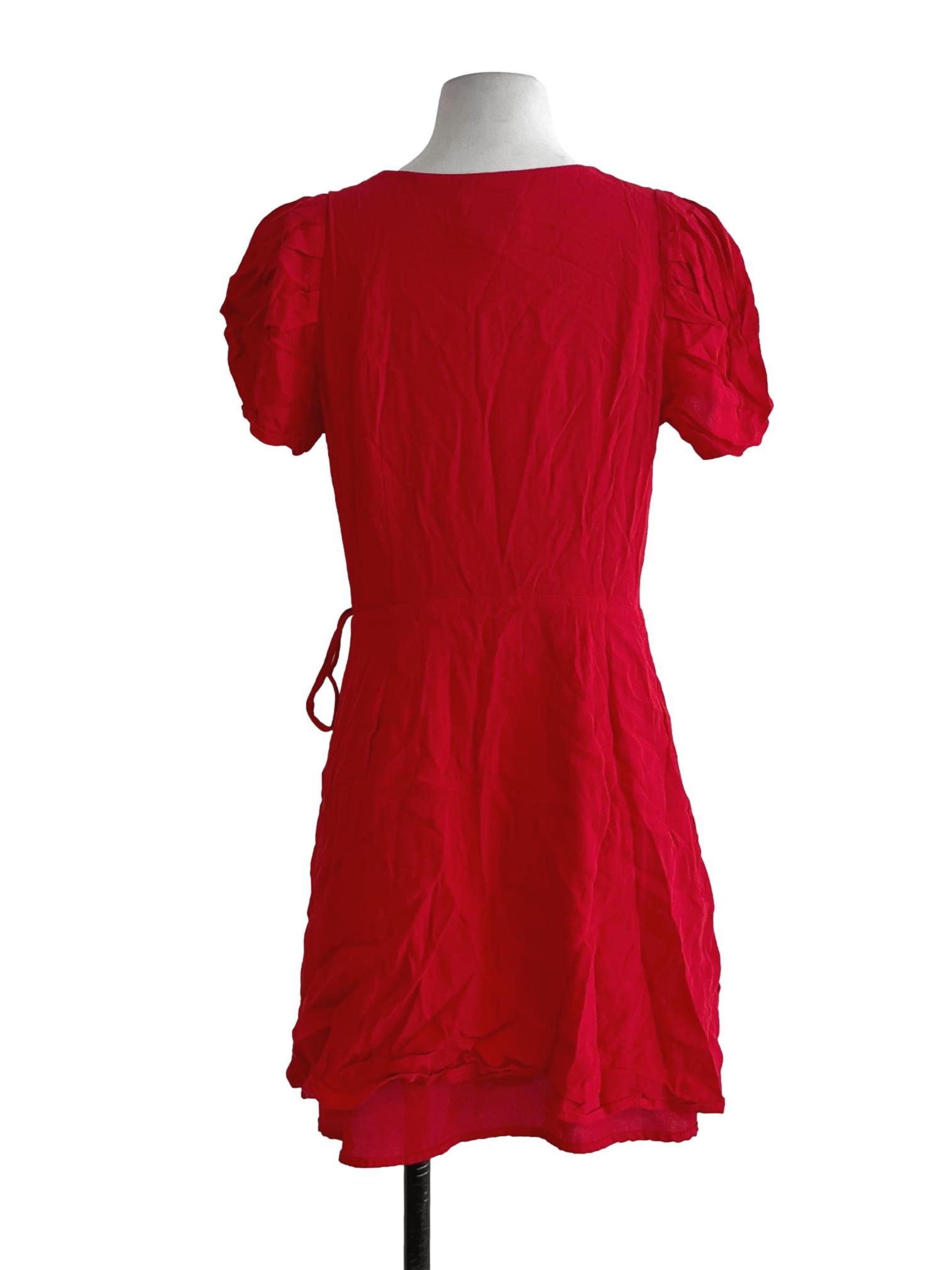 Rose Red V-Neckline Empire Dress