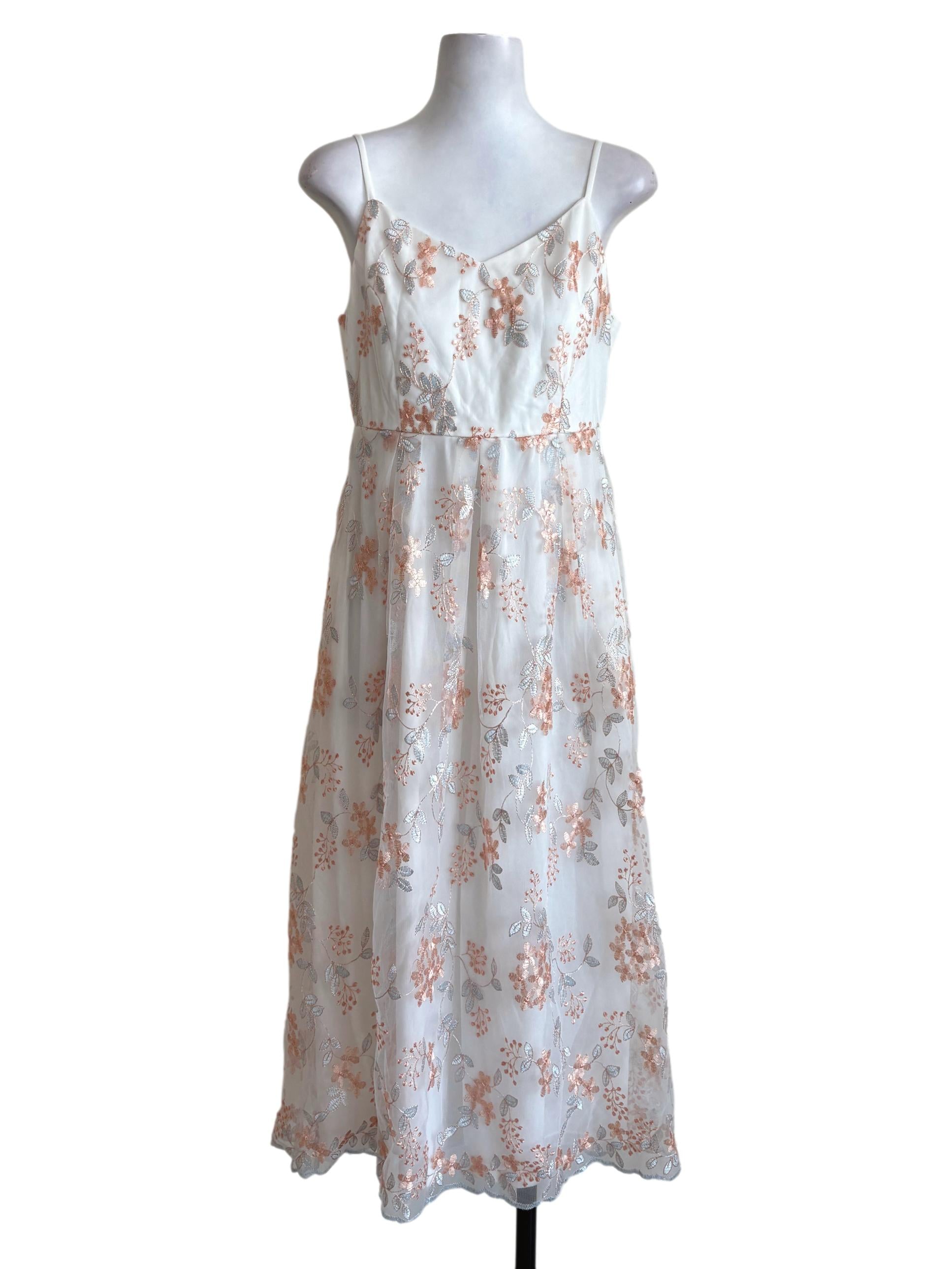 White Floral Lace Tulle Dress