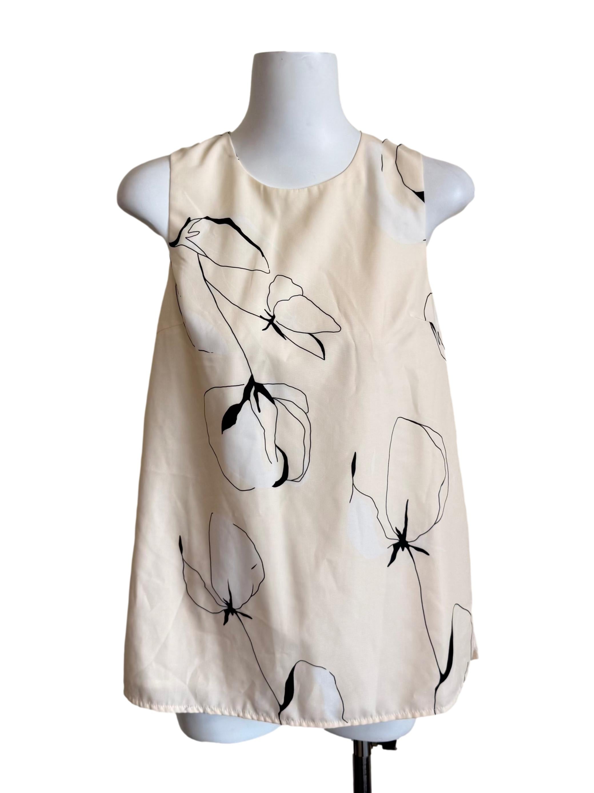 Cream Floral Shift Top