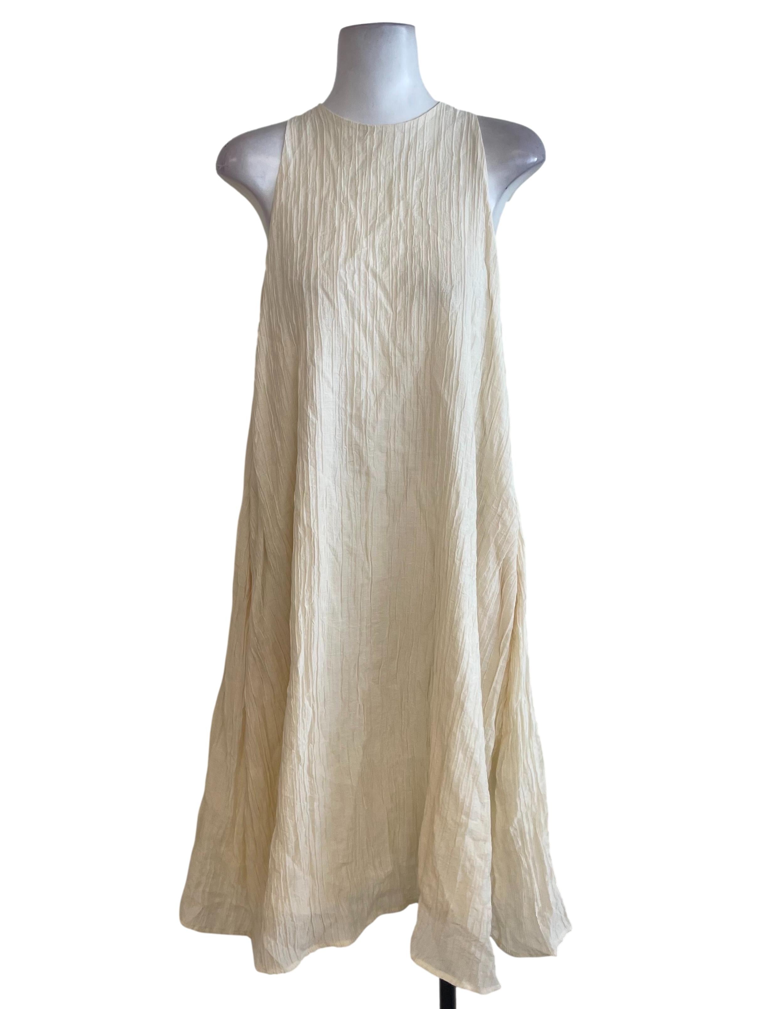 Cream Textured Tent Dress