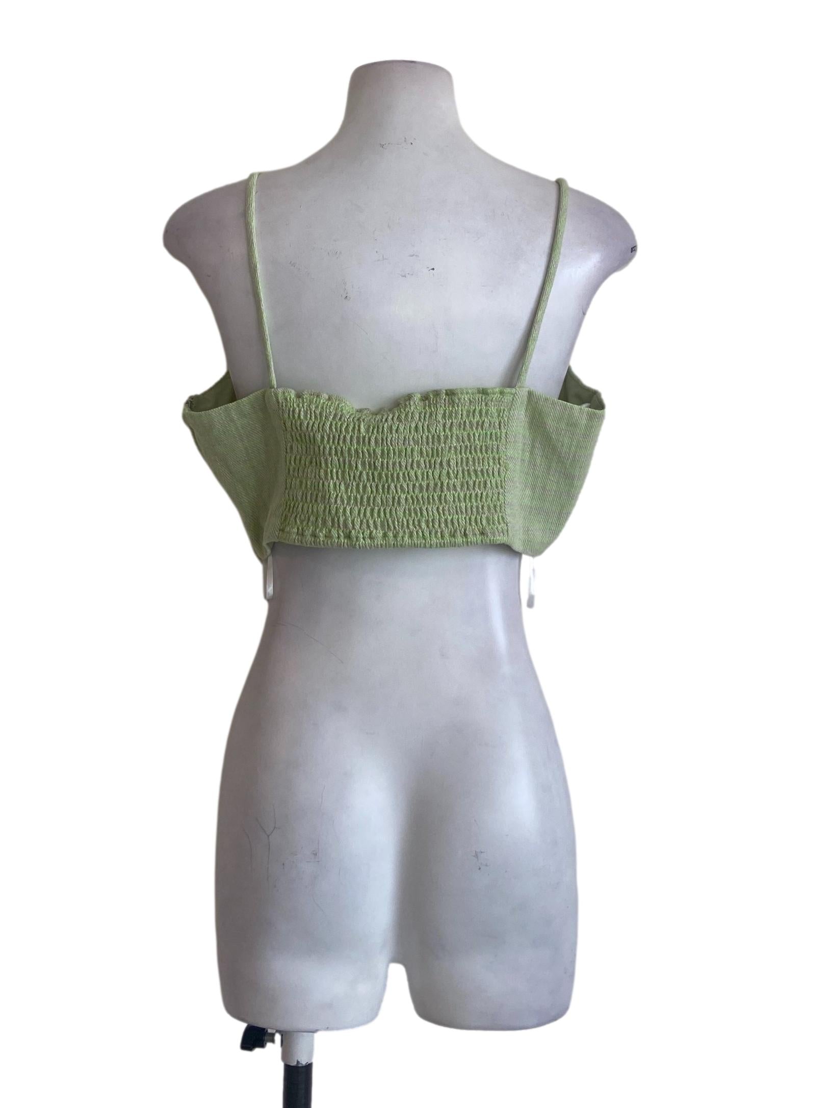 Lime Green & Tartan Sleeveless Crop Top